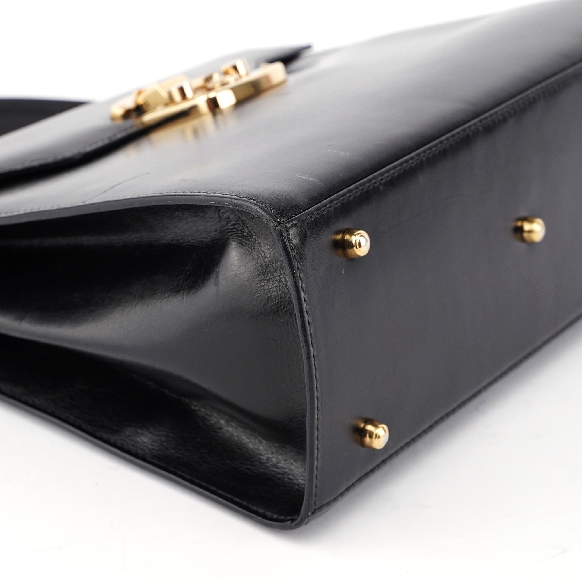 Gucci Black Calfskin Ladylock Top Handle Bag