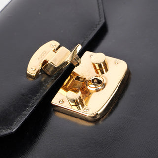 Gucci Black Calfskin Ladylock Top Handle Bag