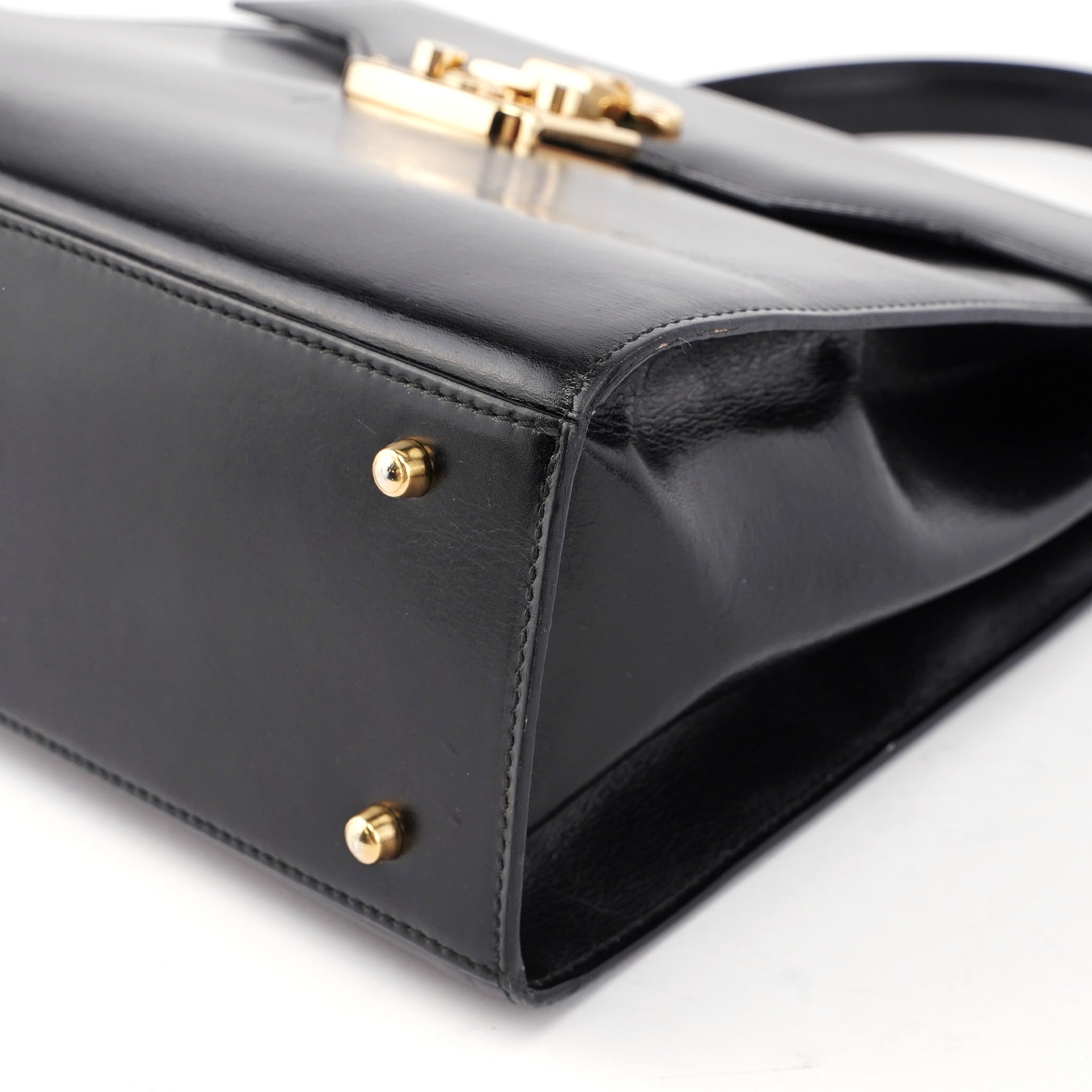 Gucci Black Calfskin Ladylock Top Handle Bag