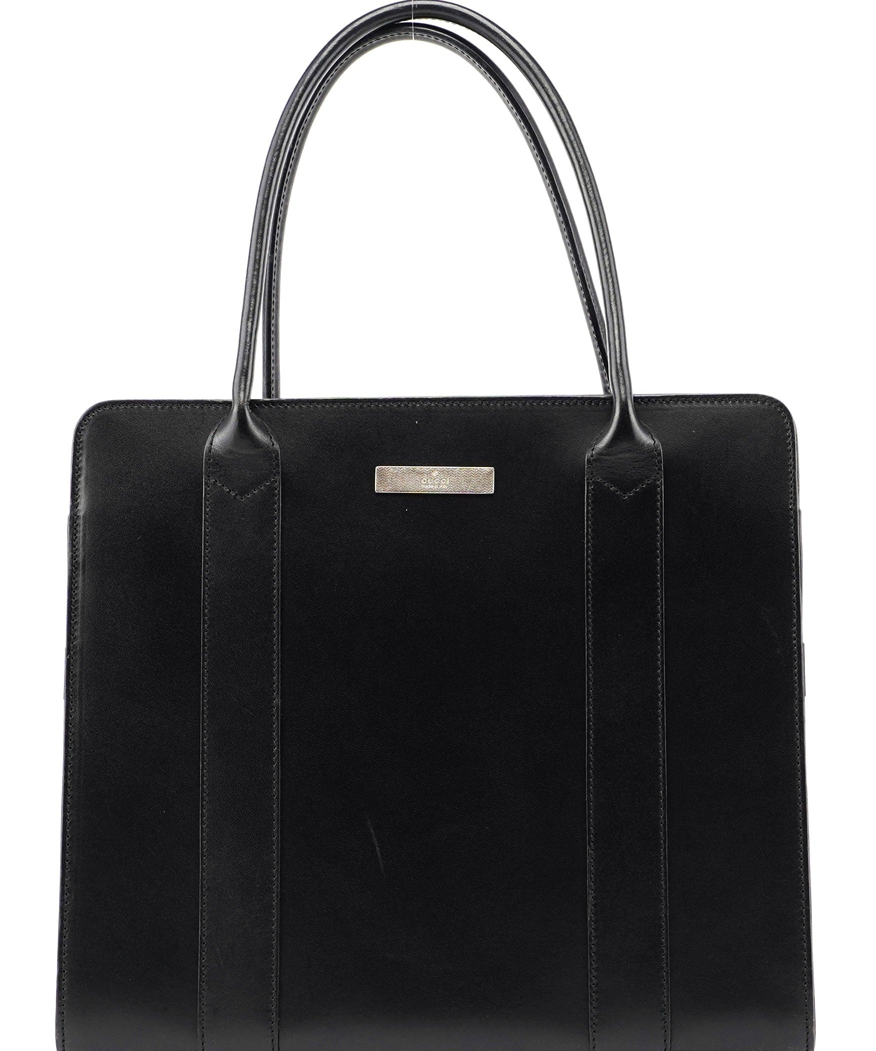 Gucci Black Calfskin Plaque Tote Bag