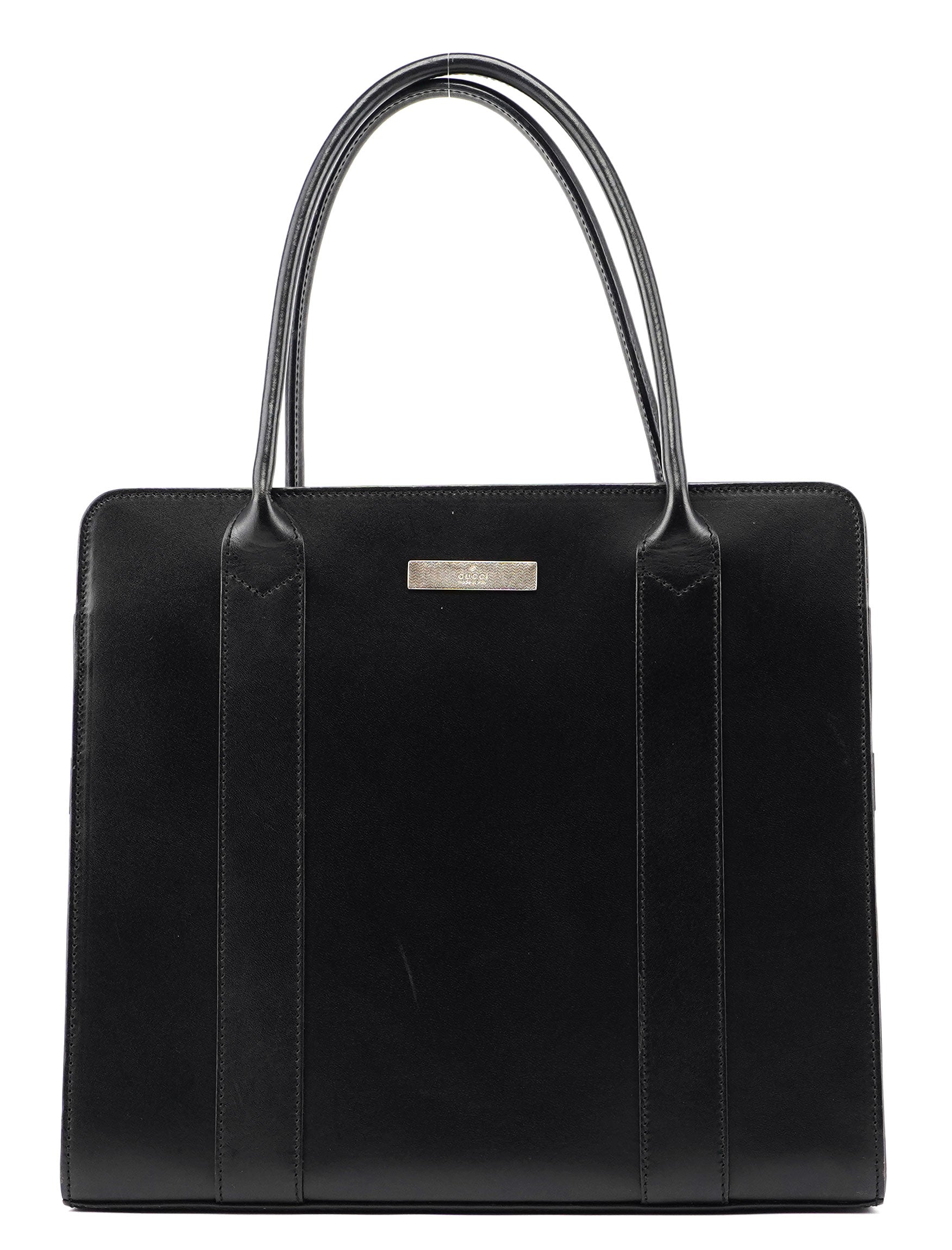 Gucci Black Calfskin Plaque Tote Bag