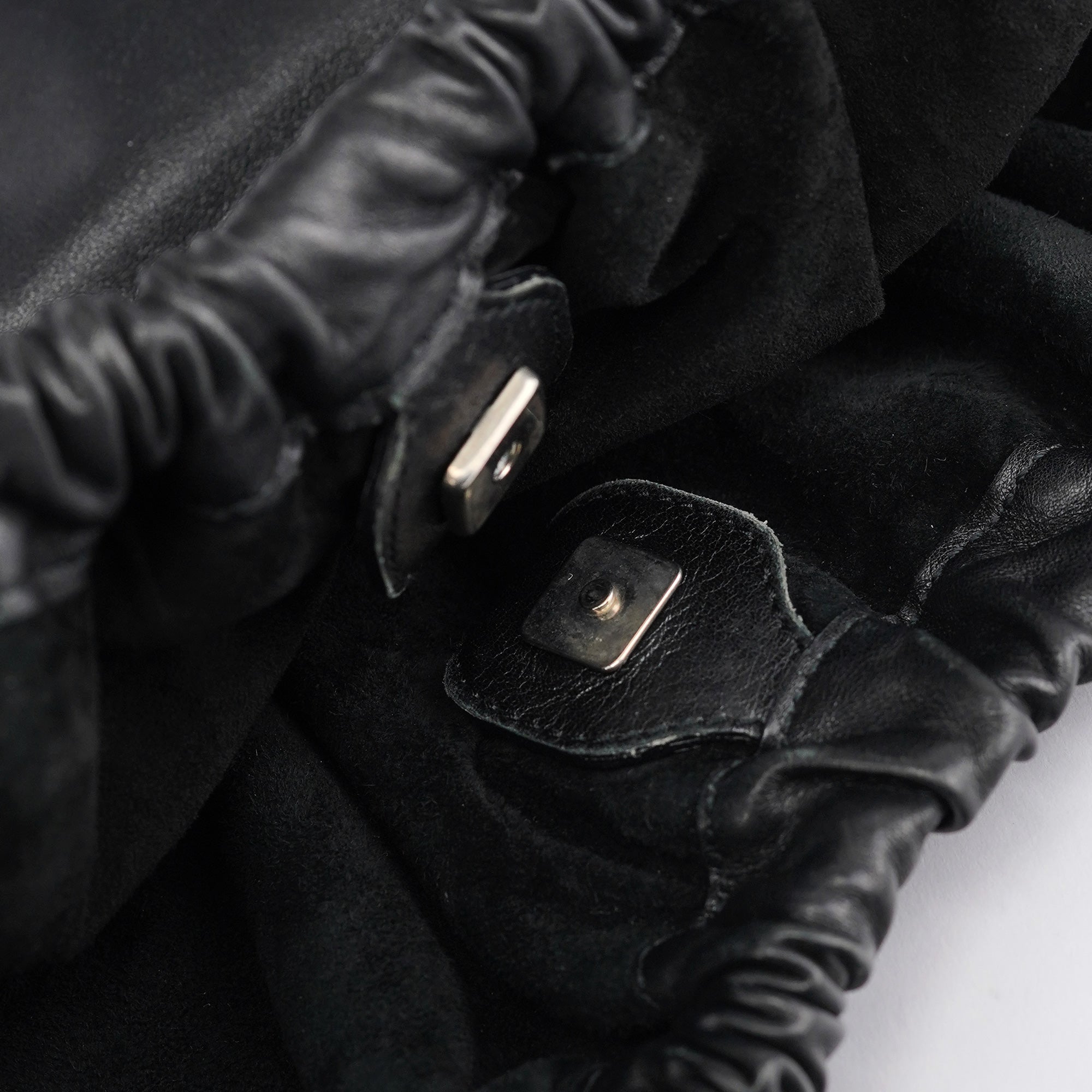 Gucci Black Calfskin Ruched Shoulder Bag