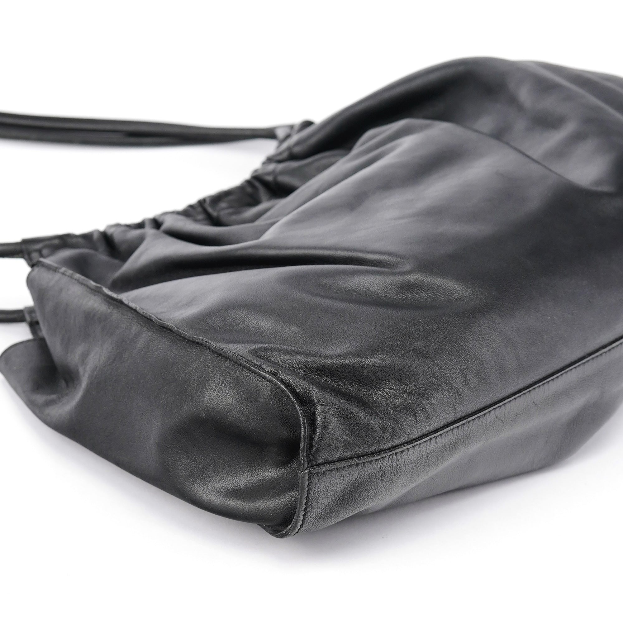 Gucci Black Calfskin Ruched Shoulder Bag
