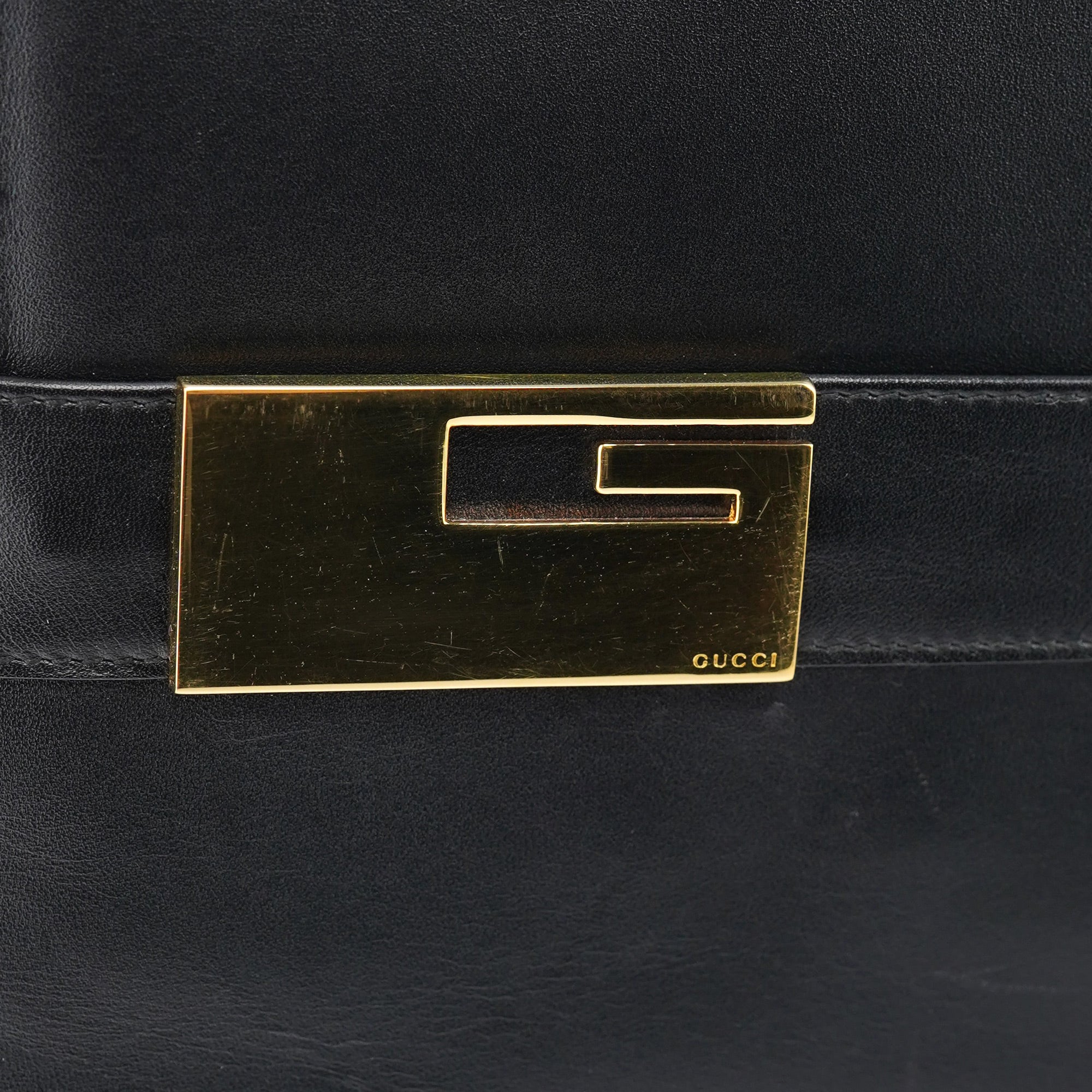 Gucci Black Calfskin Square G Shoulder Bag