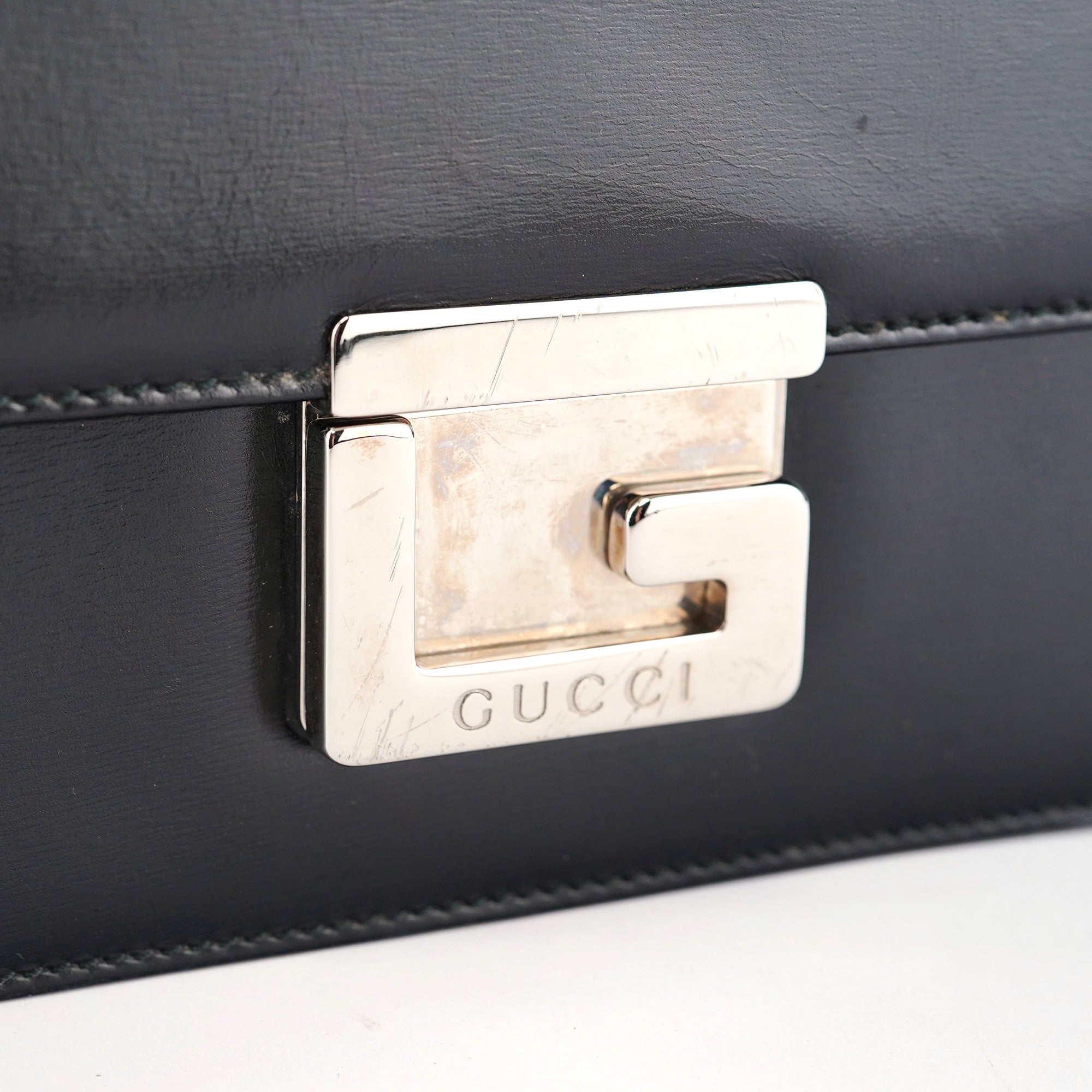 Gucci Black Calfskin Square G Shoulder Bag