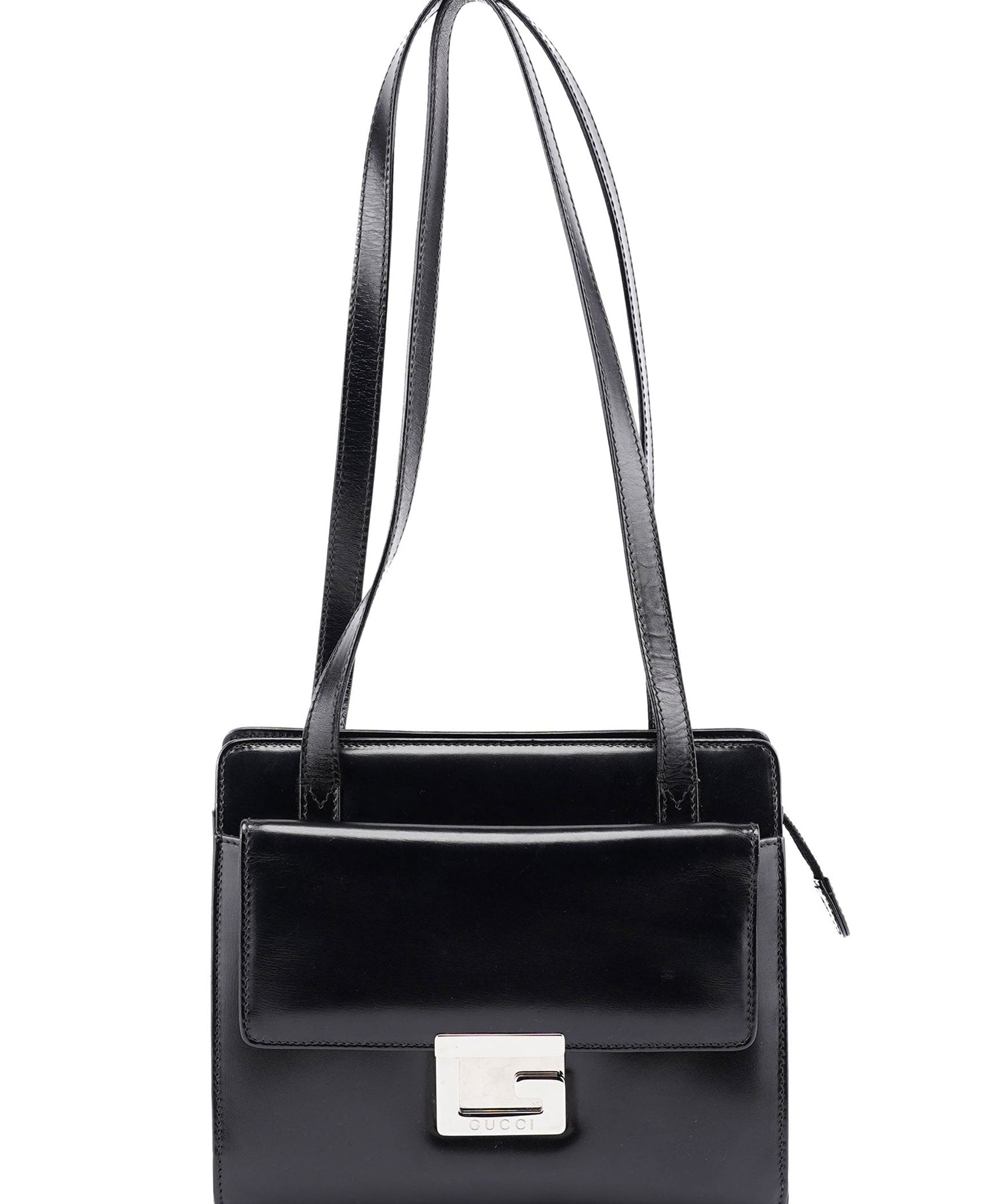 Gucci Black Calfskin Square G Tote Bag