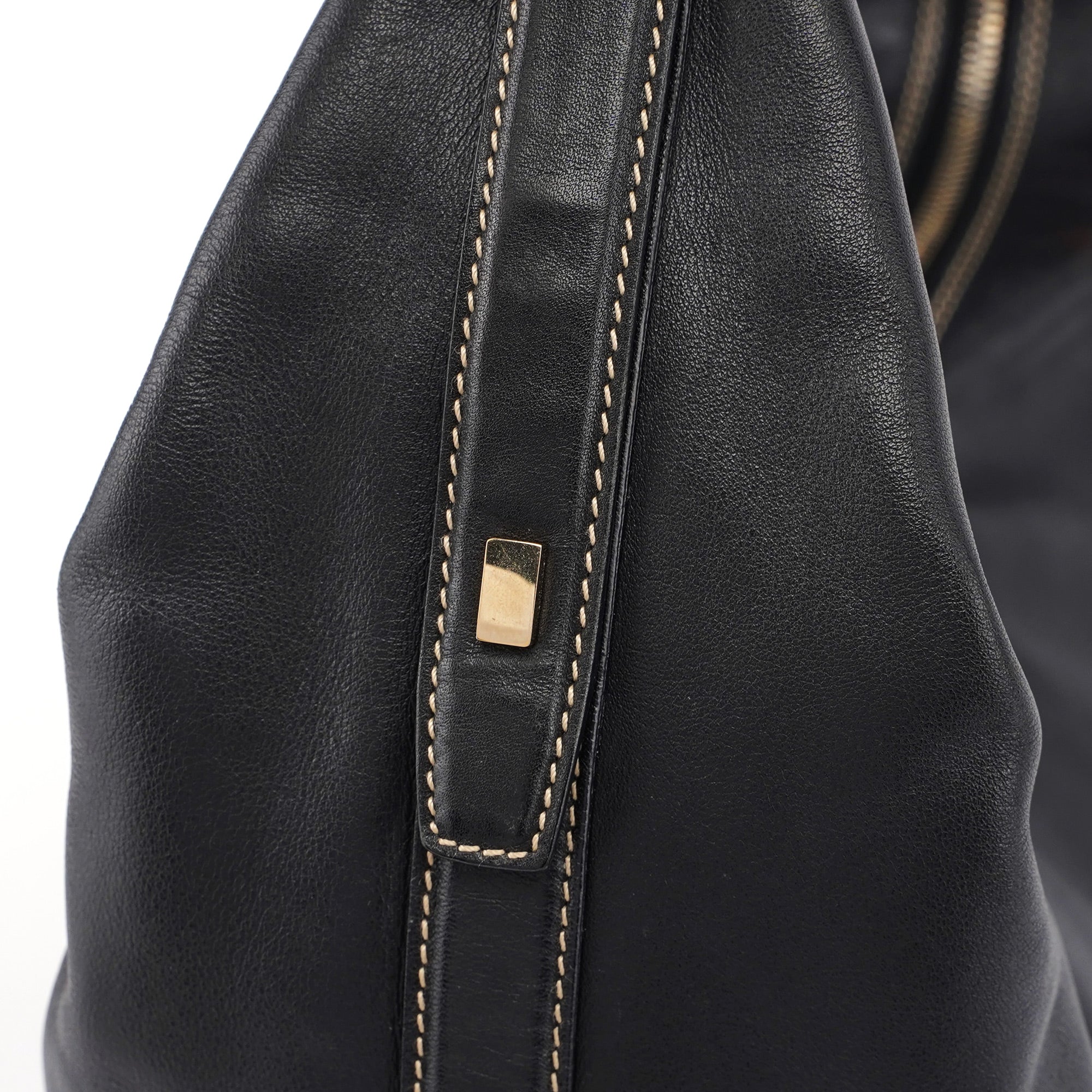 Gucci Black Calfskin V Hobo Shoulder Bag