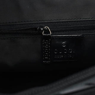 Gucci Black Canvas Bamboo 2-Way Tote Bag