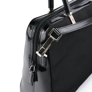 Gucci Black Canvas Bamboo 2-Way Tote Bag