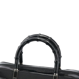 Gucci Black Canvas Bamboo 2-Way Tote Bag