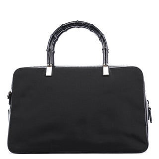 Gucci Black Canvas Bamboo 2-Way Tote Bag