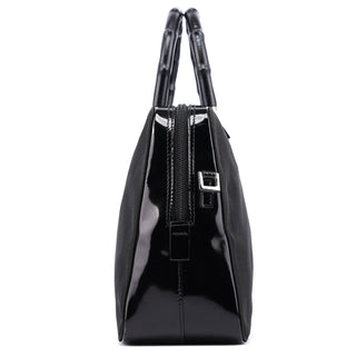 Gucci Black Canvas Bamboo 2-Way Tote Bag