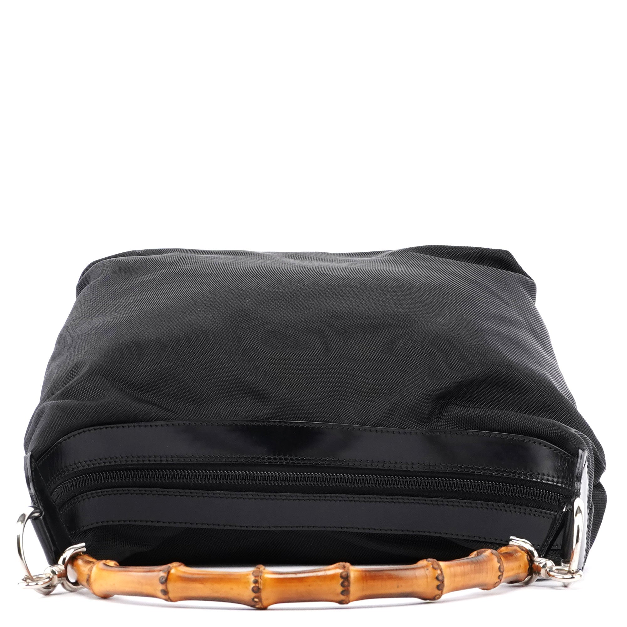 Gucci Sac porté épaule Bamboo en toile noire