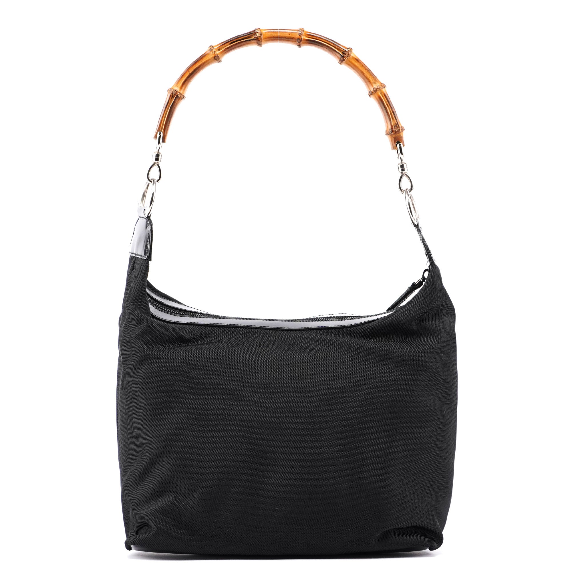 Gucci Sac porté épaule Bamboo en toile noire