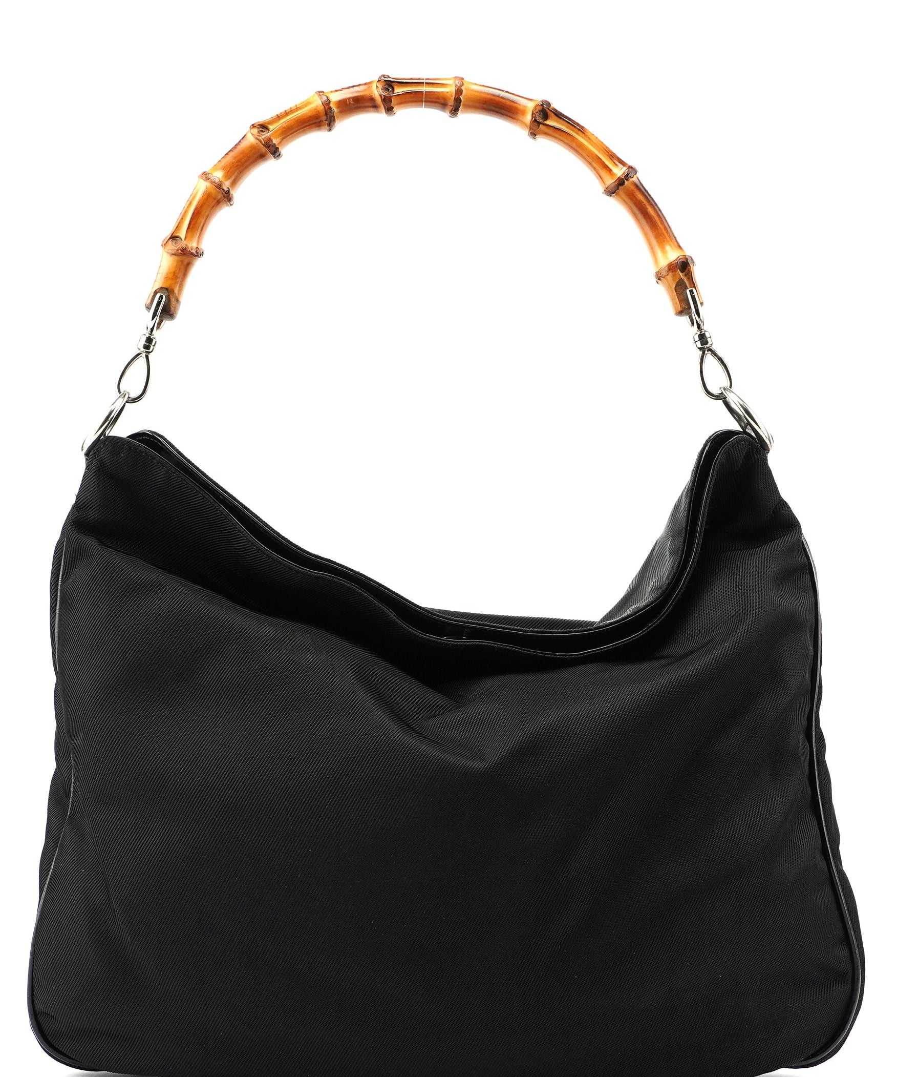 Gucci Black Canvas Bamboo Shoulder Bag