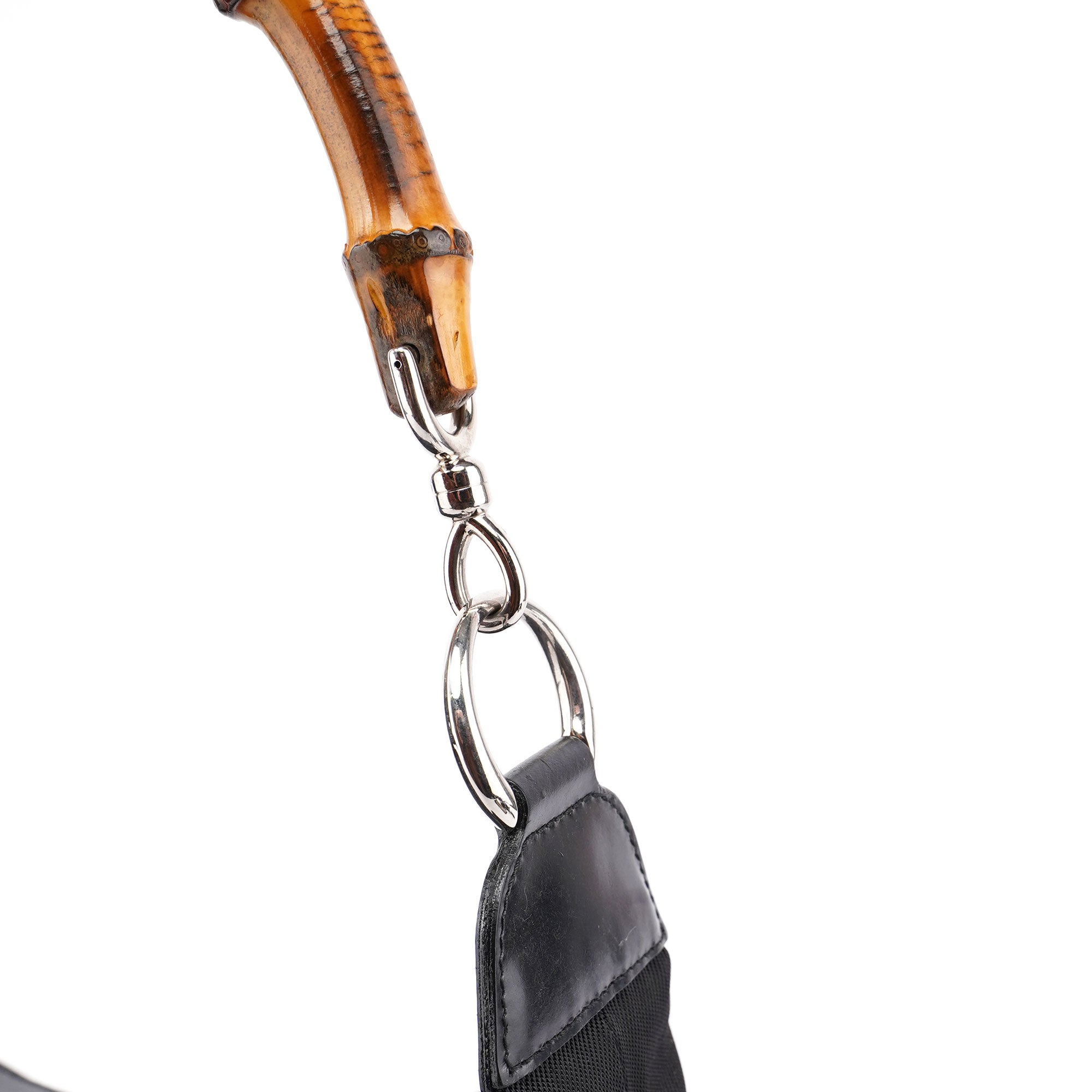 Gucci Sac porté épaule Bamboo en toile noire