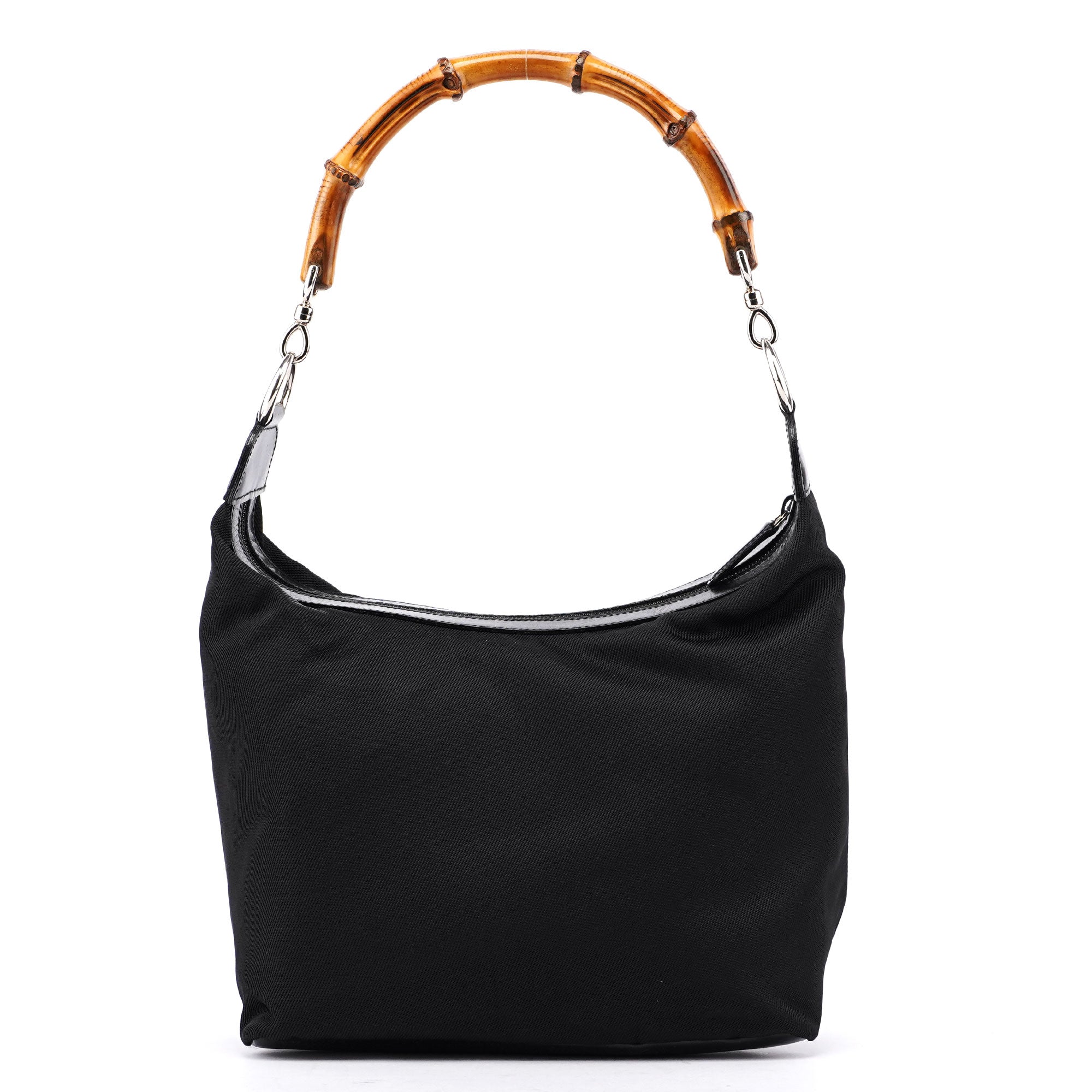 Gucci Sac porté épaule Bamboo en toile noire