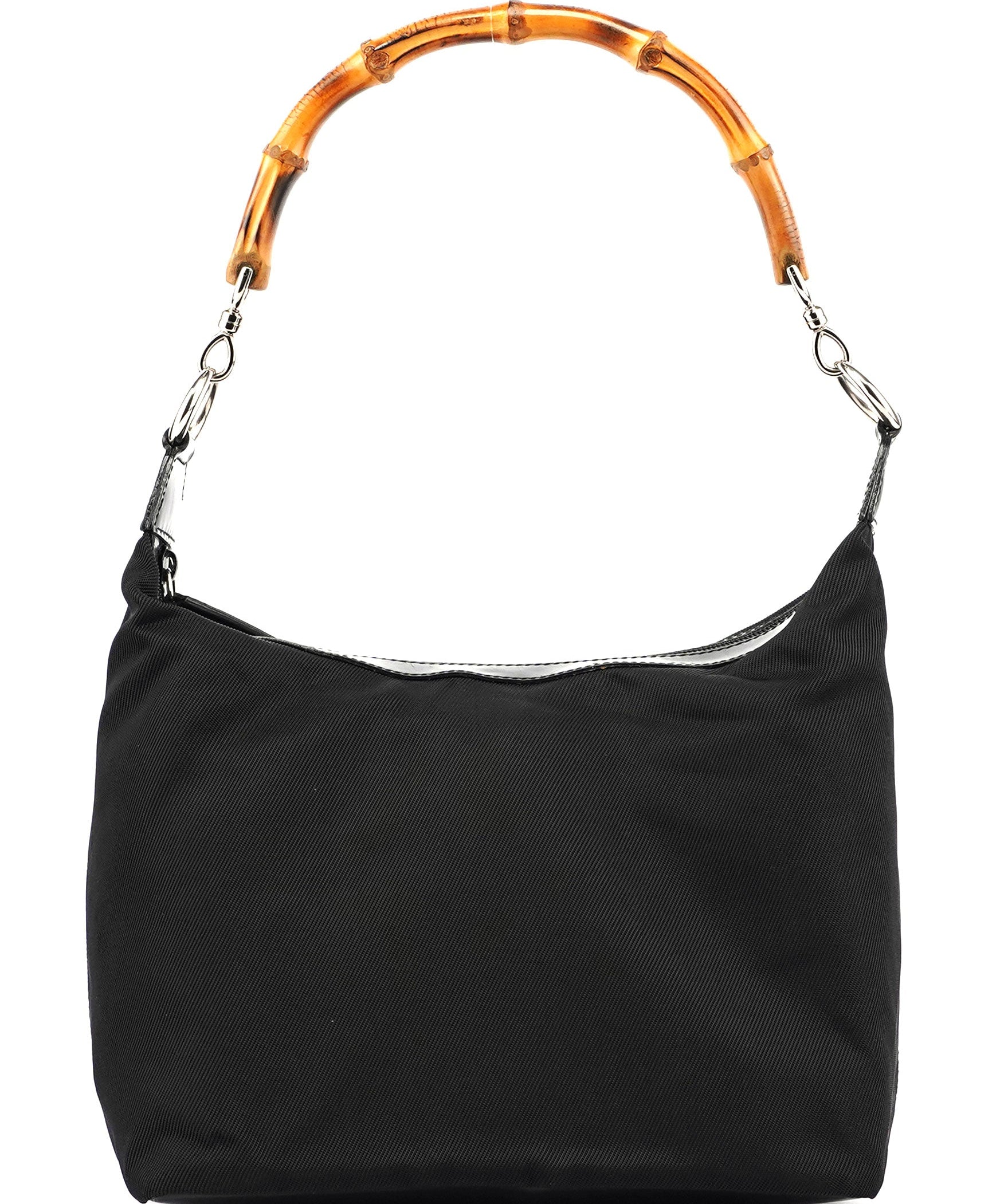 Gucci Black Canvas Bamboo Shoulder Bag