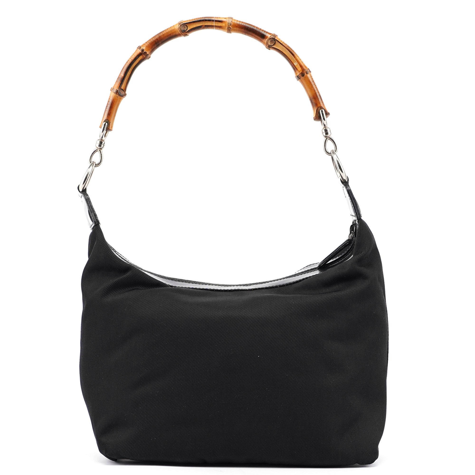Gucci Sac porté épaule Bamboo en toile noire