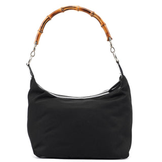 Gucci Black Canvas Bamboo Shoulder Bag