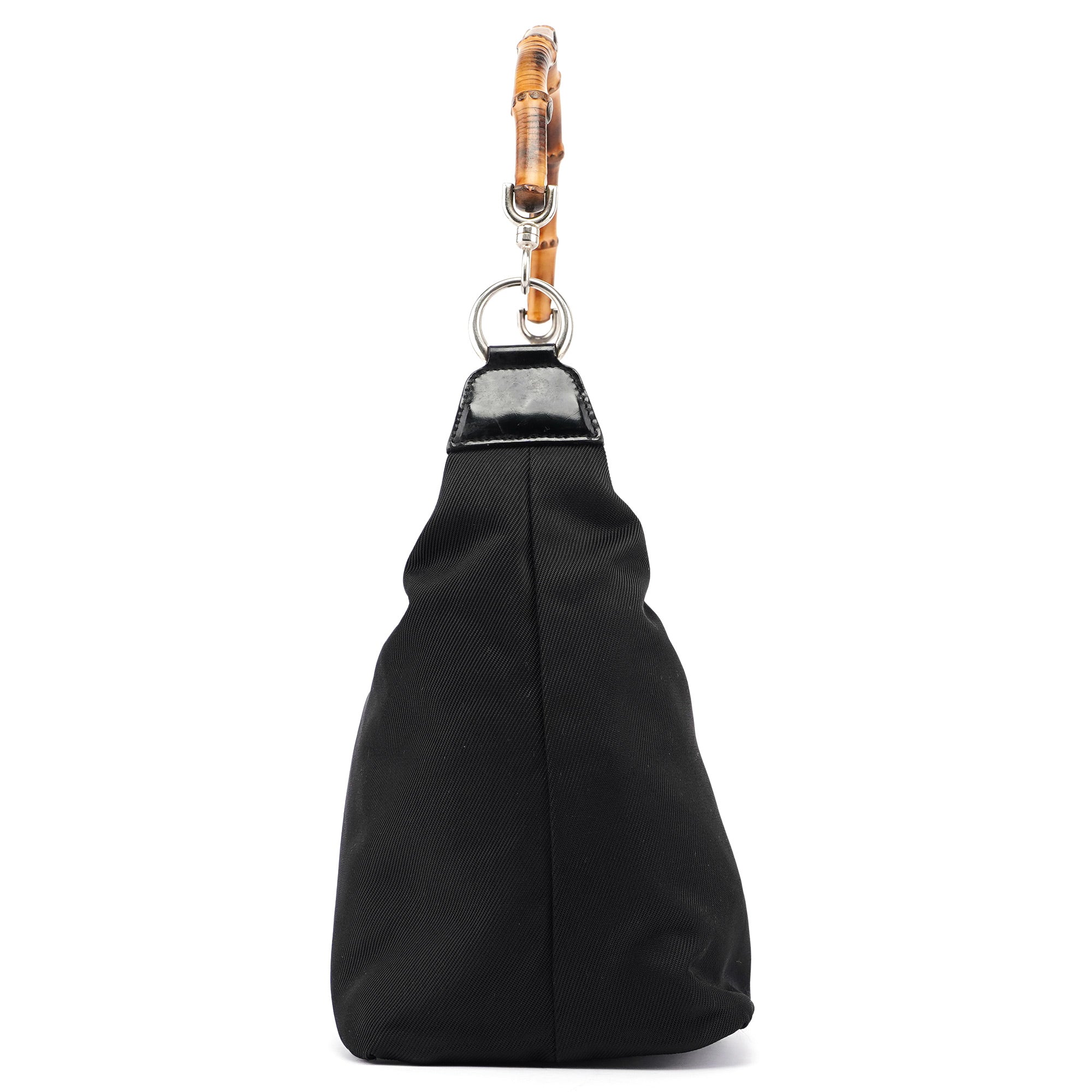 Gucci Sac porté épaule Bamboo en toile noire