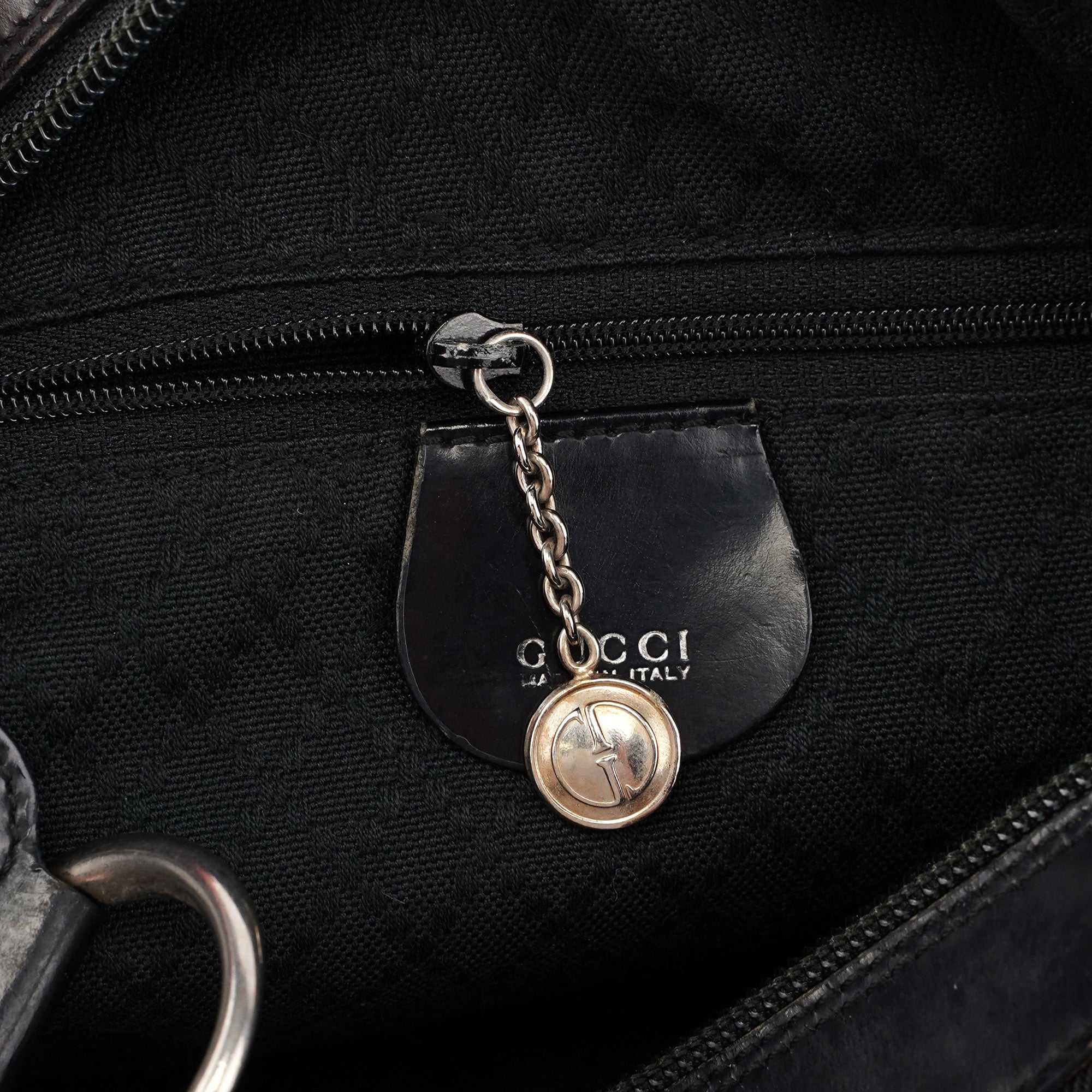 Gucci Sac porté épaule Bamboo en toile noire