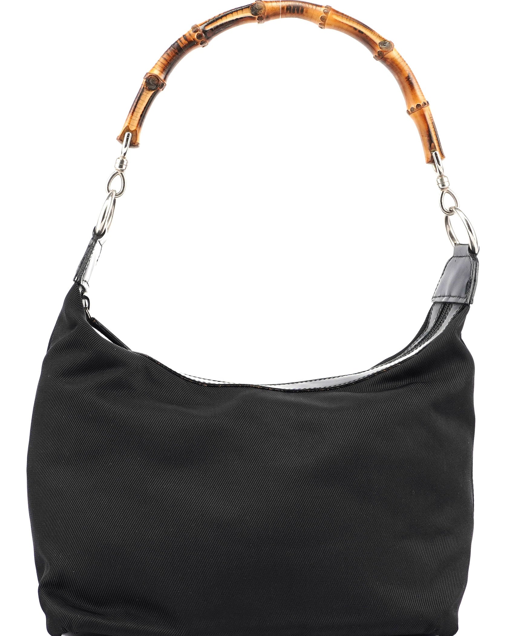 Gucci Black Canvas Bamboo Shoulder Bag