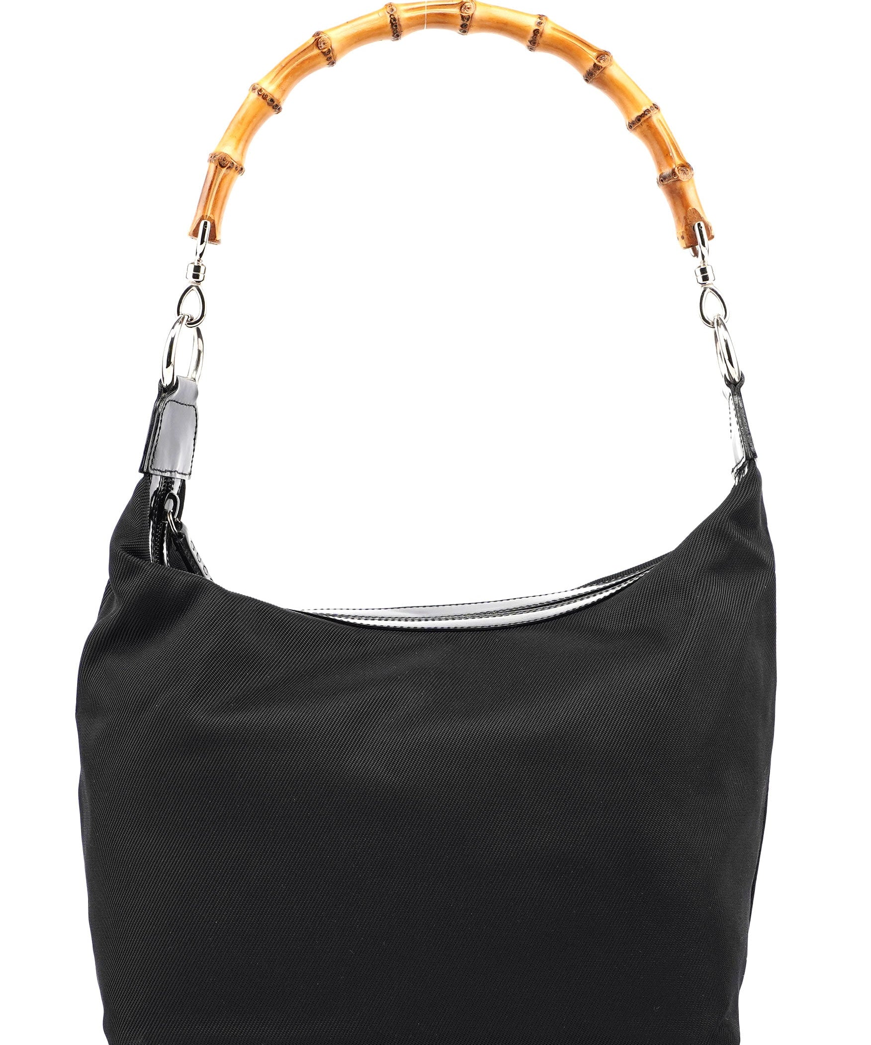 Gucci Black Canvas Bamboo Shoulder Bag