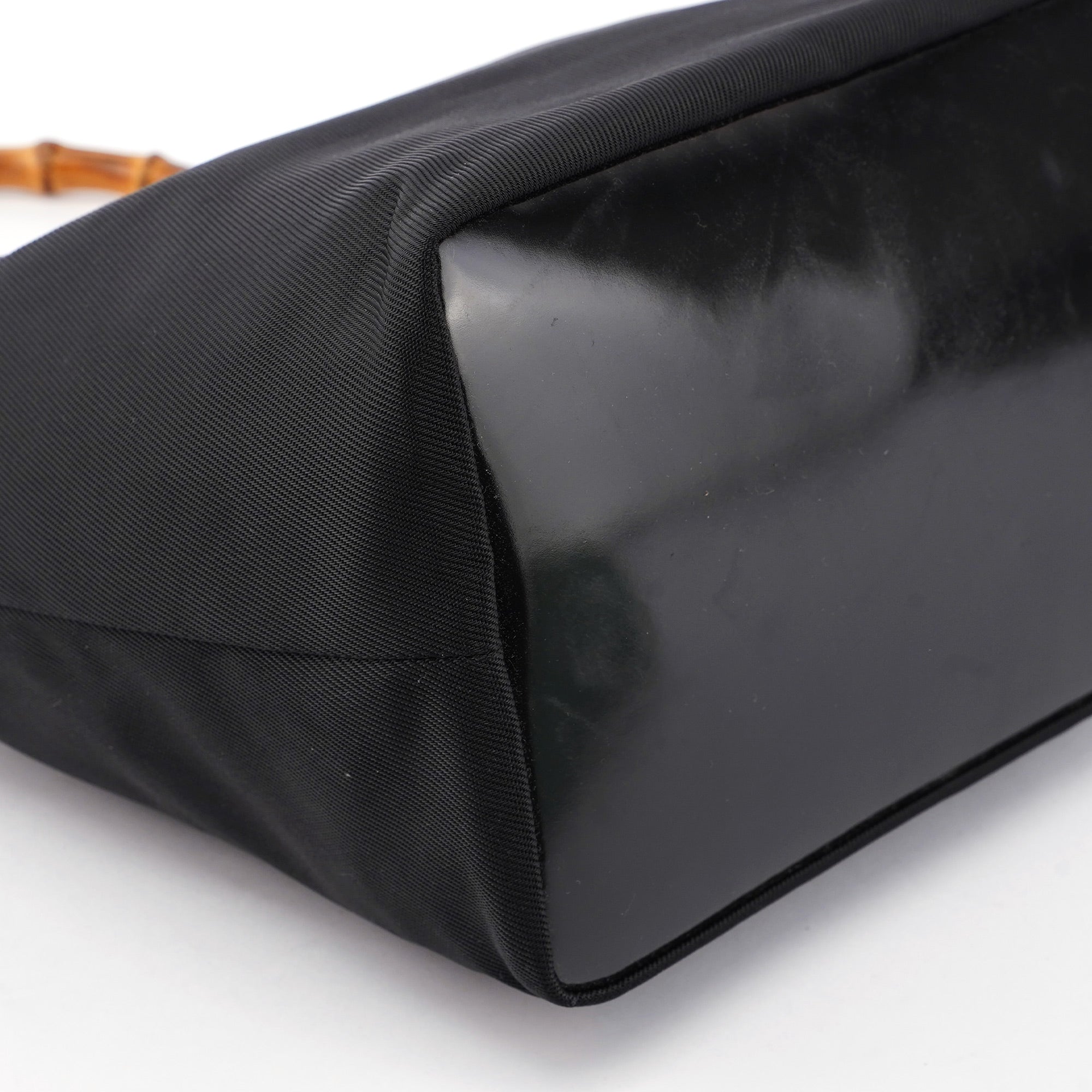 Gucci Black Canvas Bamboo Shoulder Bag