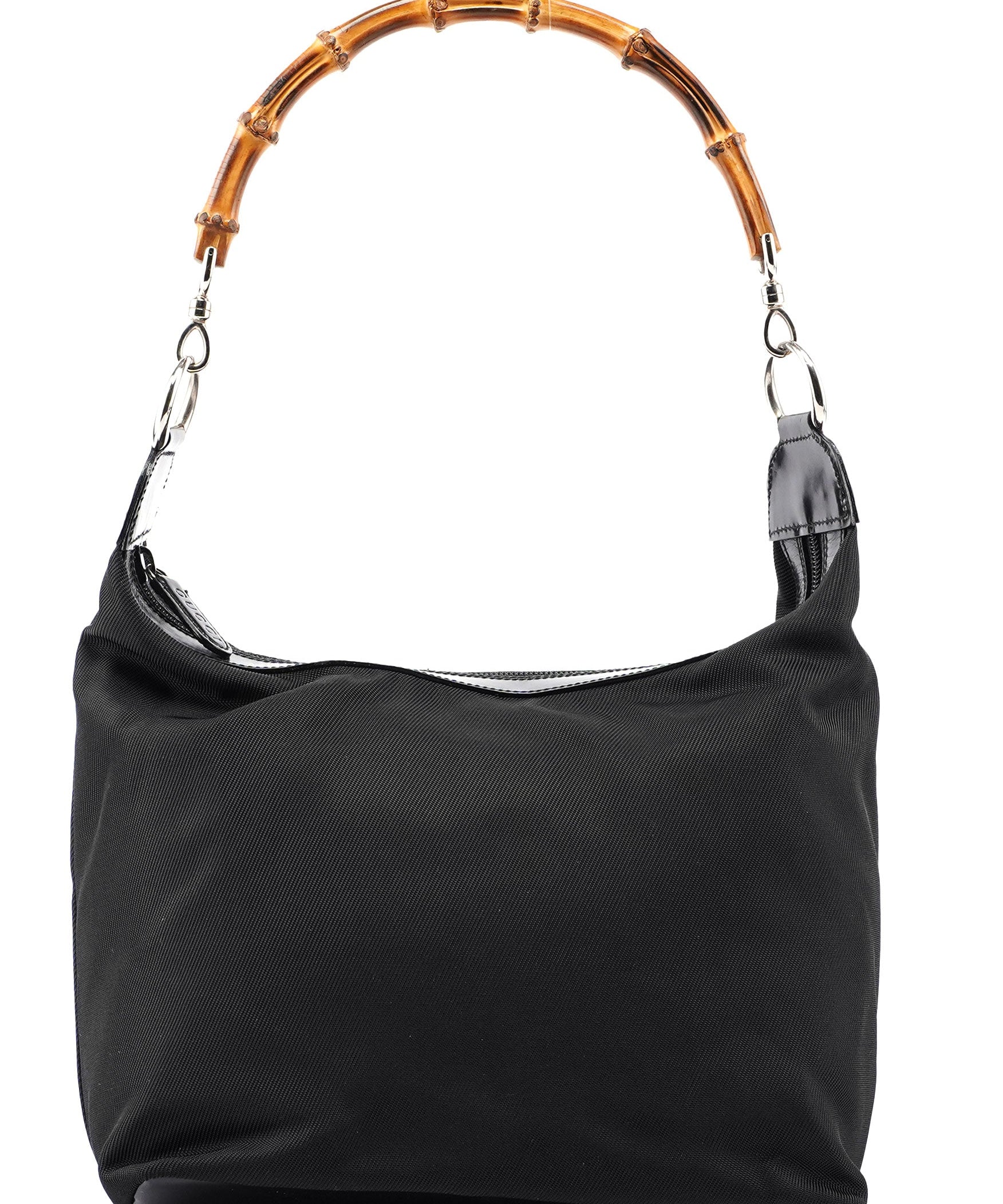 Gucci Black Canvas Bamboo Shoulder Bag