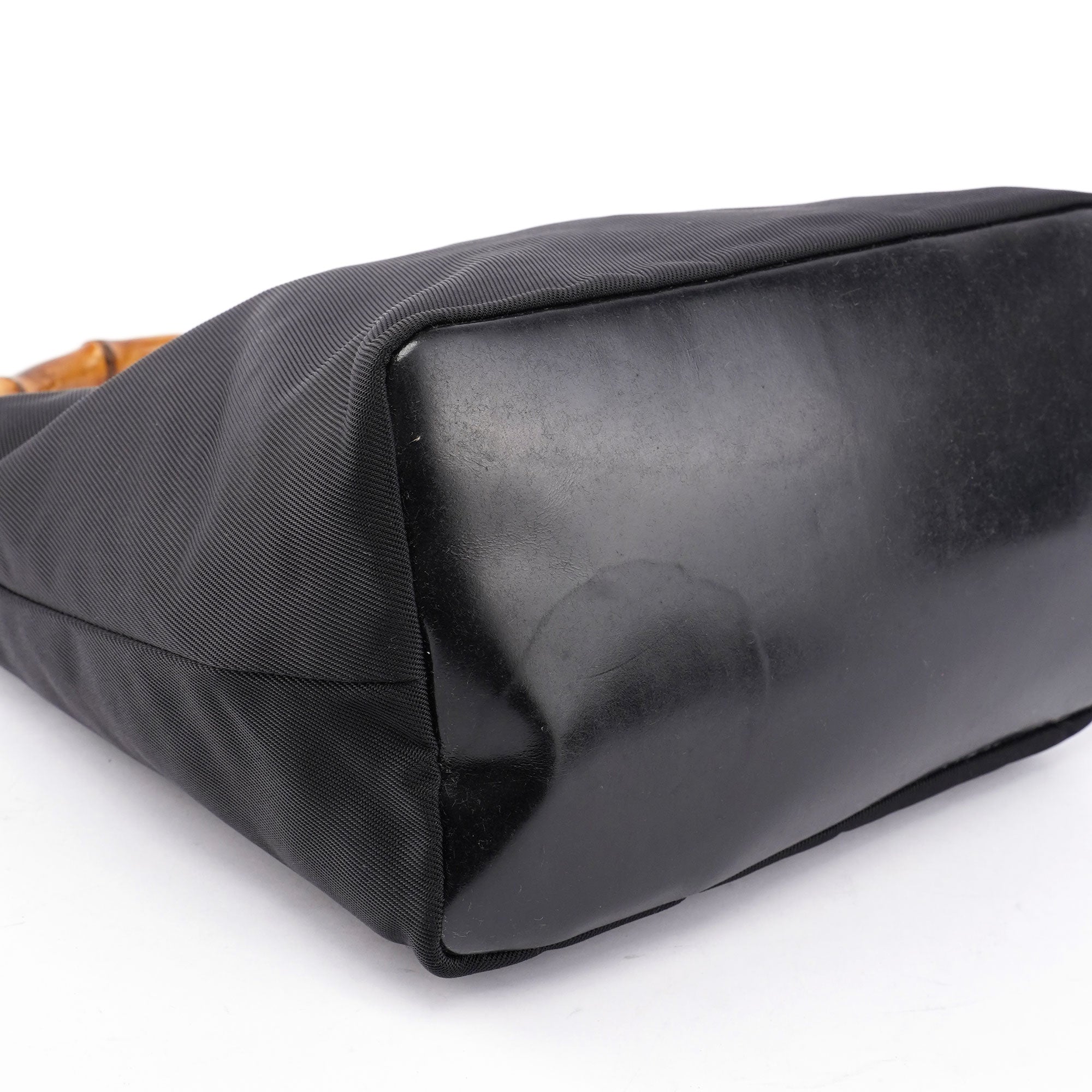 Gucci Sac porté épaule Bamboo en toile noire
