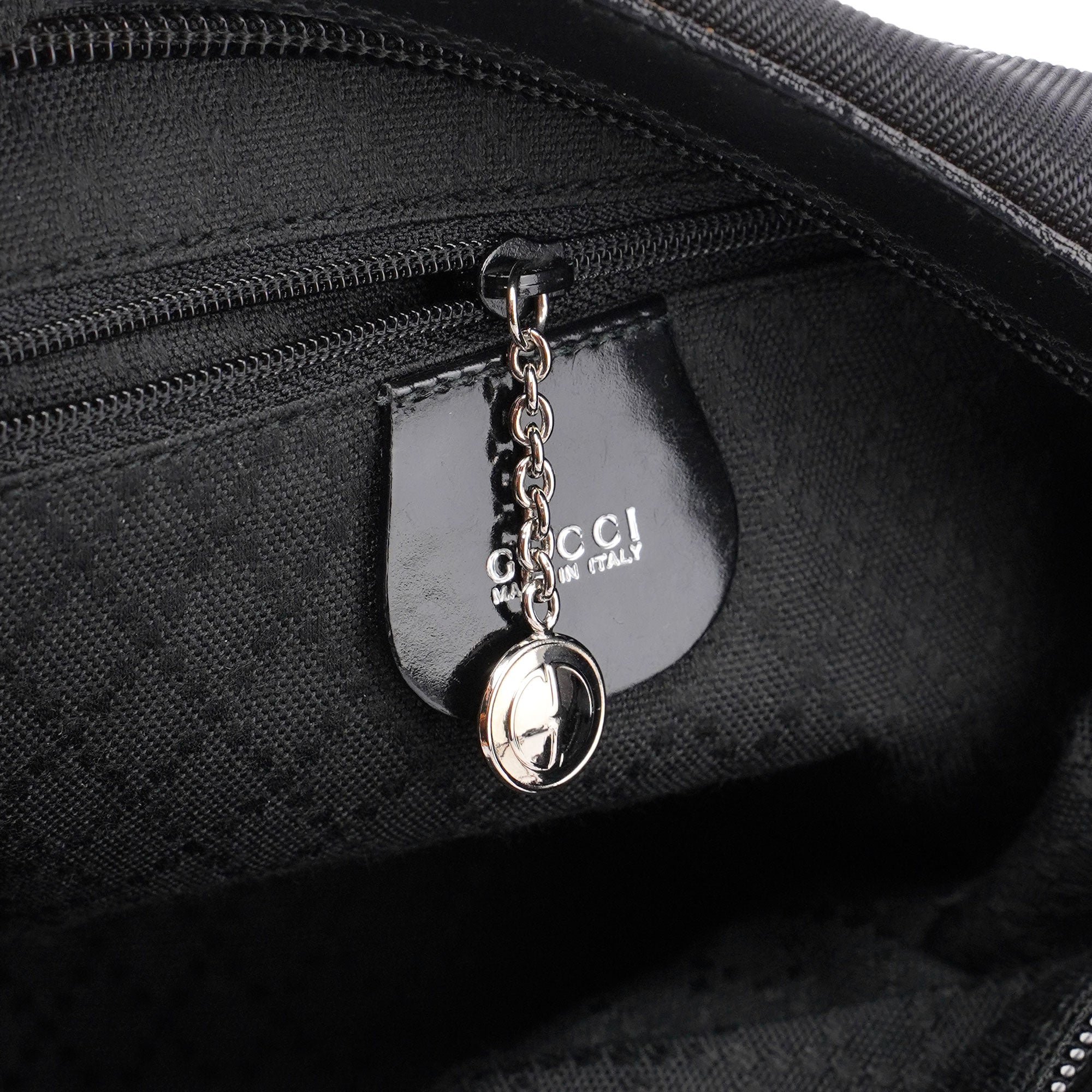 Gucci Black Canvas Bamboo Shoulder Bag