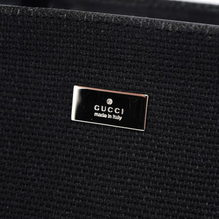 Gucci Black Canvas Bamboo Tote Bag