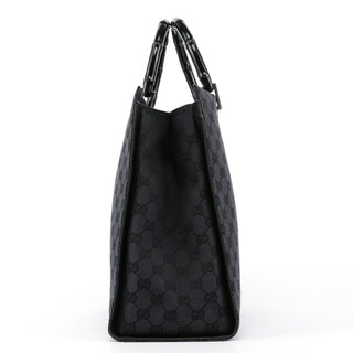 Gucci Black Canvas GG Bamboo Tote