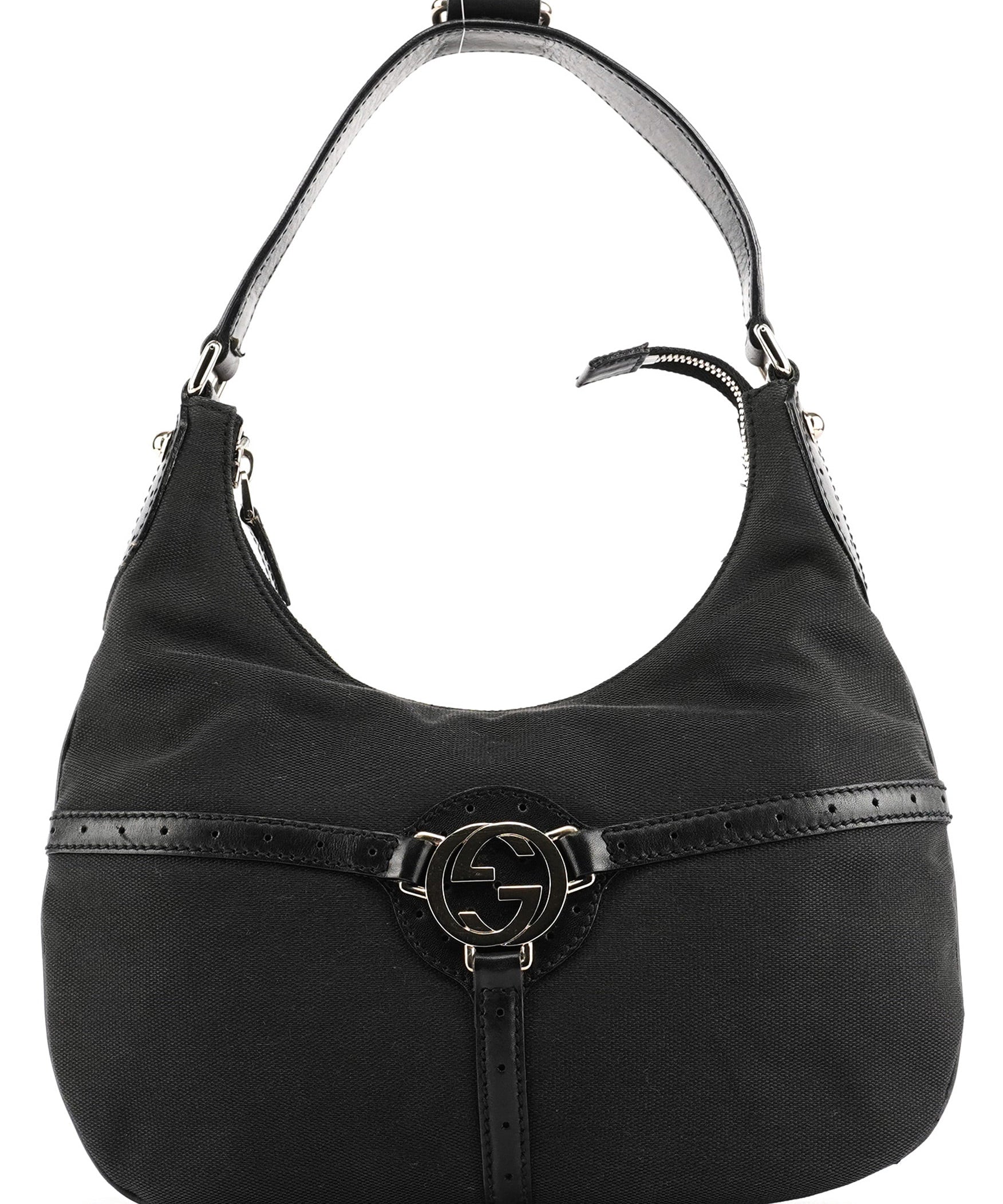 Gucci Black Canvas GG Logo Shoulder Bag