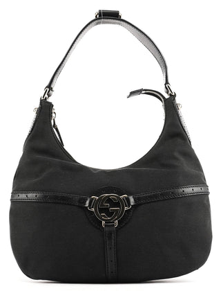 Gucci Black Canvas GG Logo Shoulder Bag
