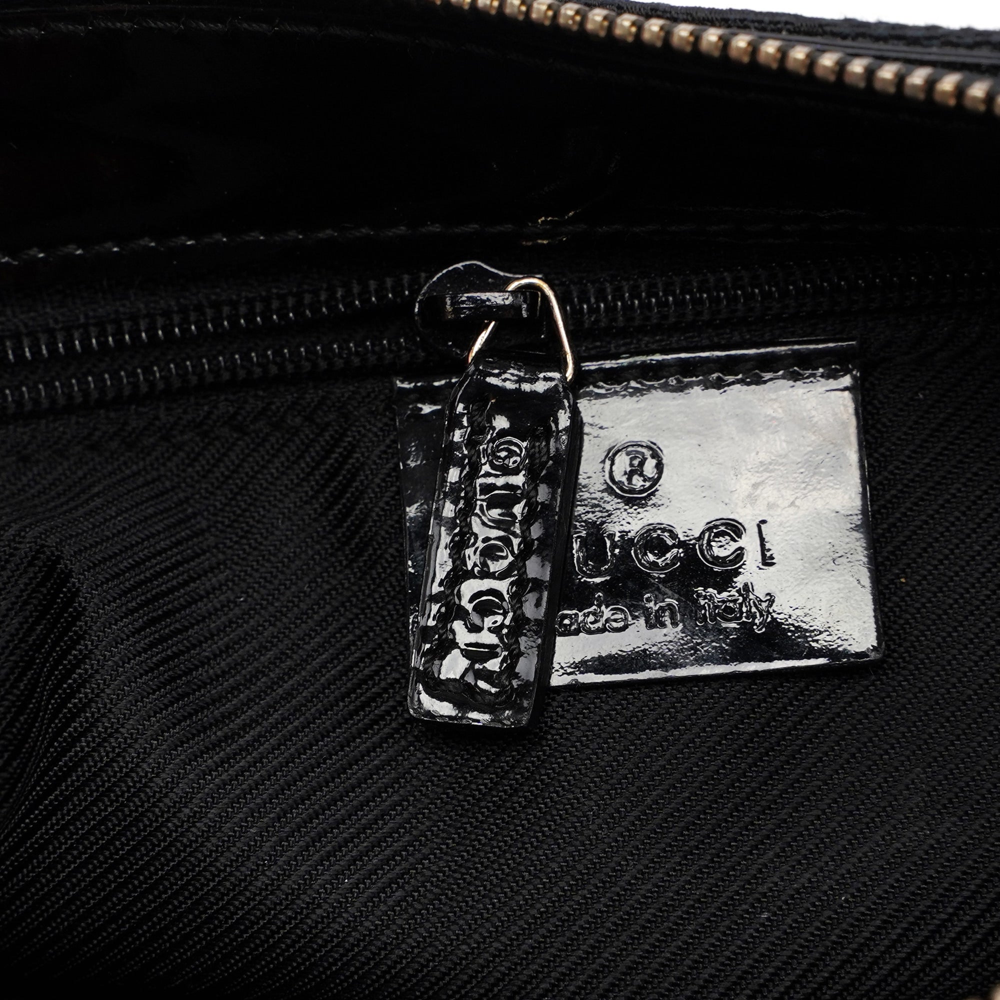Gucci Black Canvas GG Patent Leather Shoulder Bag