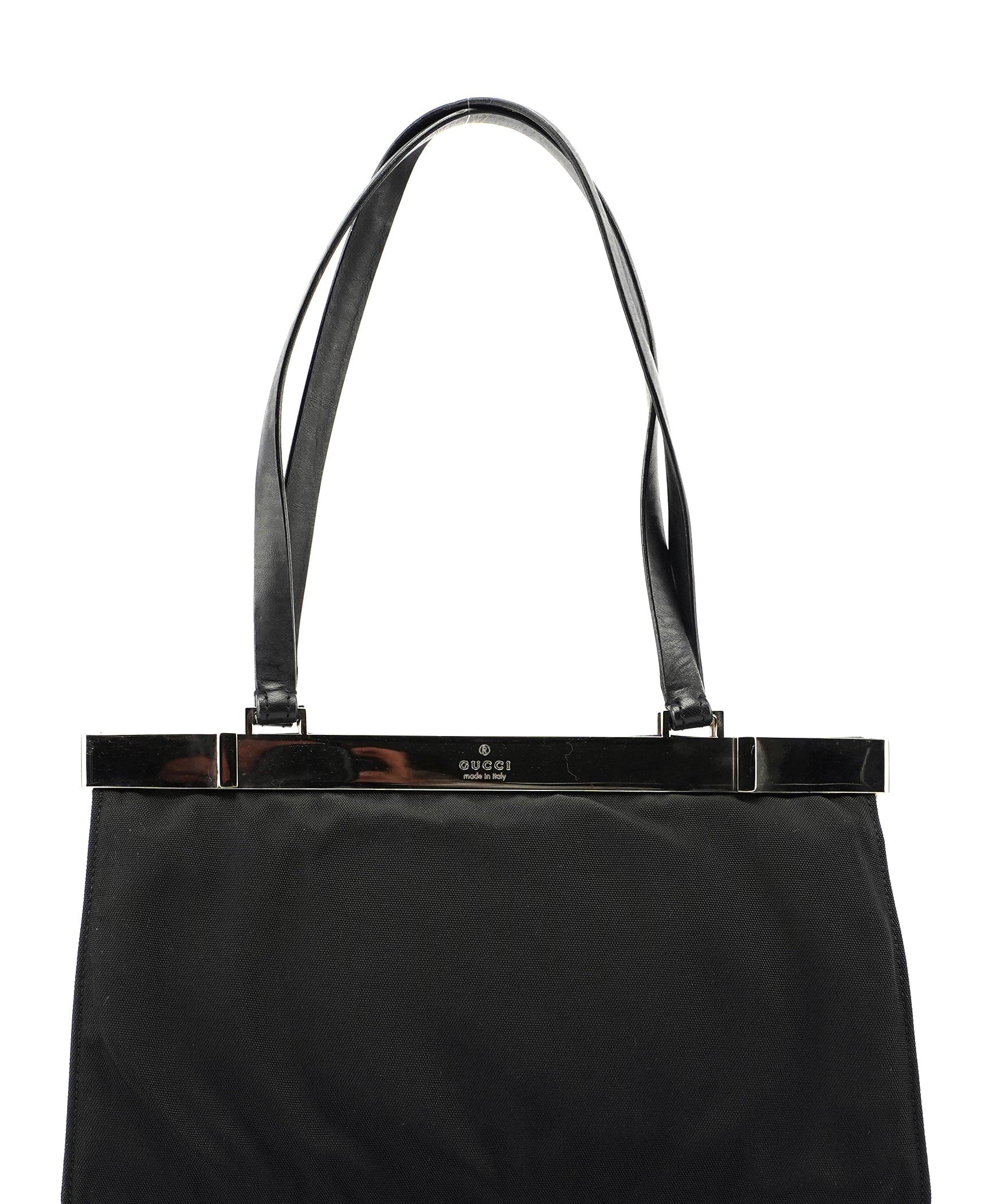 Gucci Black Canvas Gold Tote