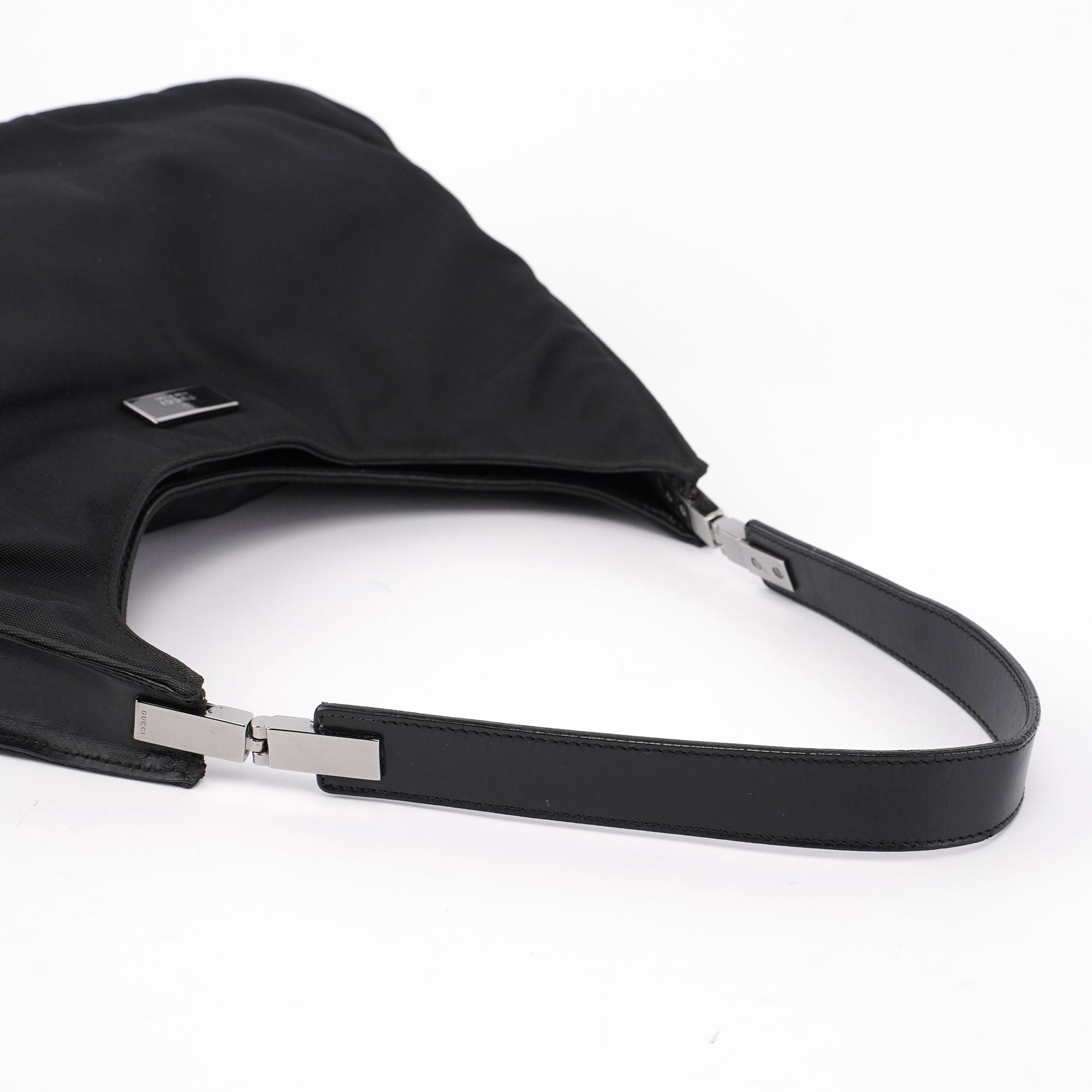 Gucci Black Canvas Hobo Shoulder Bag