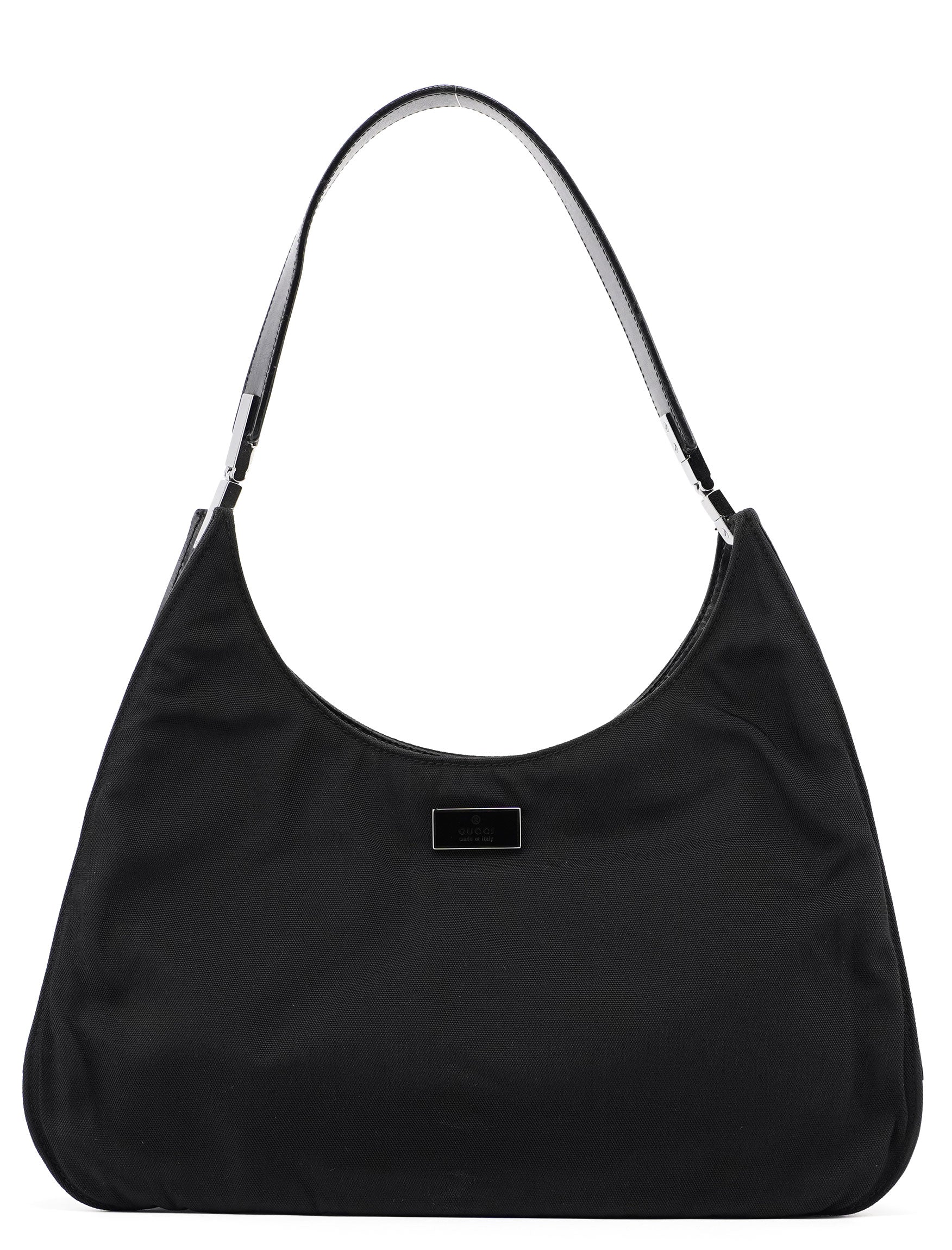 Gucci Black Canvas Hobo Shoulder Bag