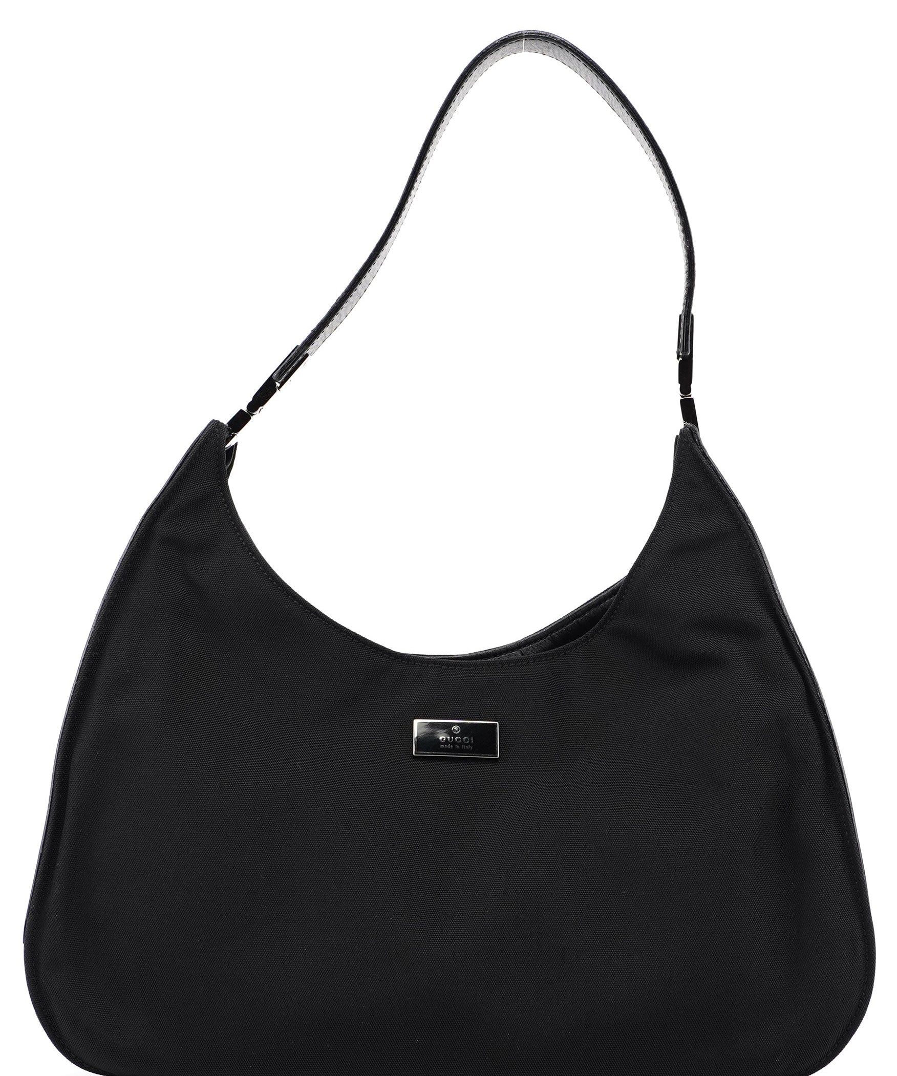 Gucci Black Canvas Hobo Shoulder Bag