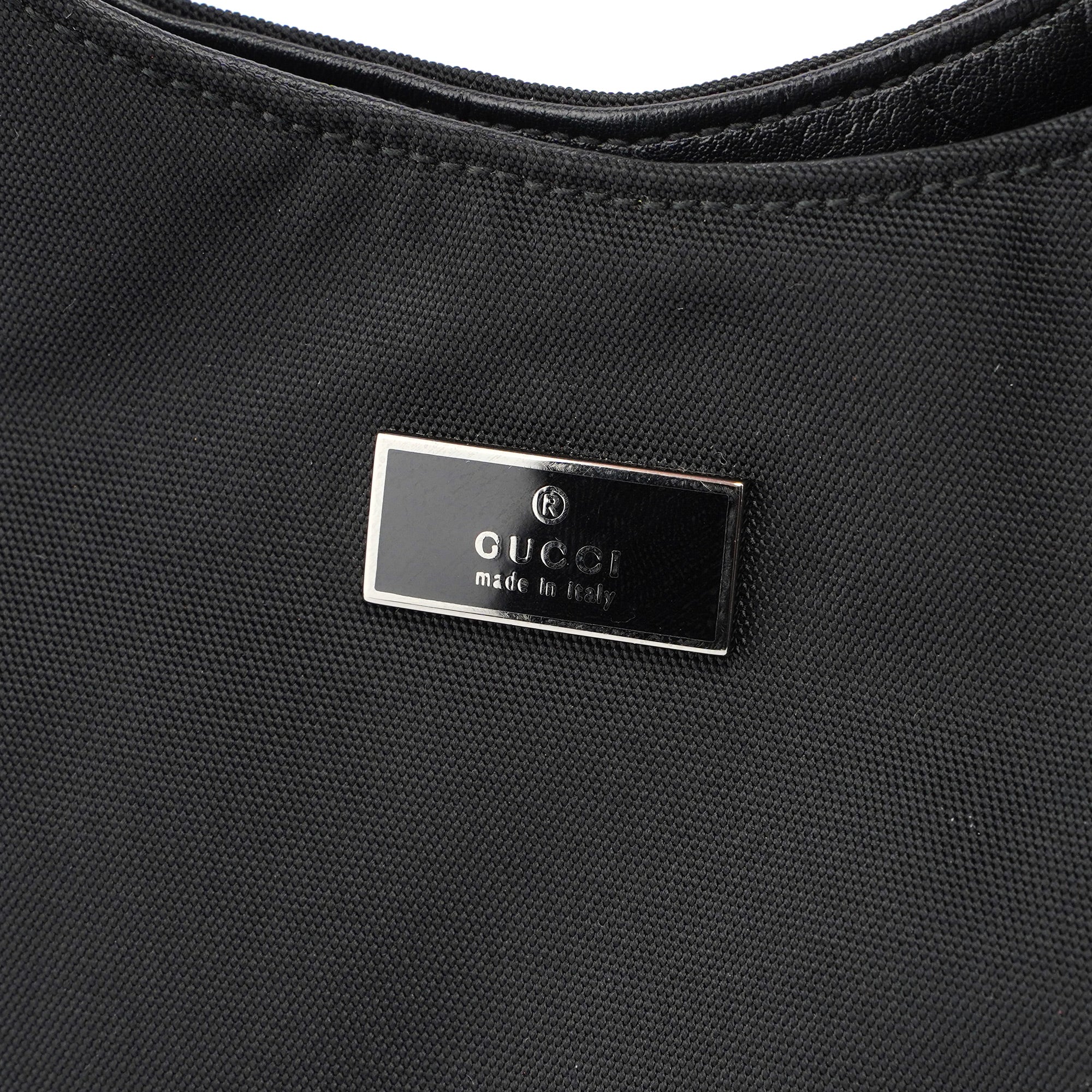 Gucci Black Canvas Hobo Shoulder Bag