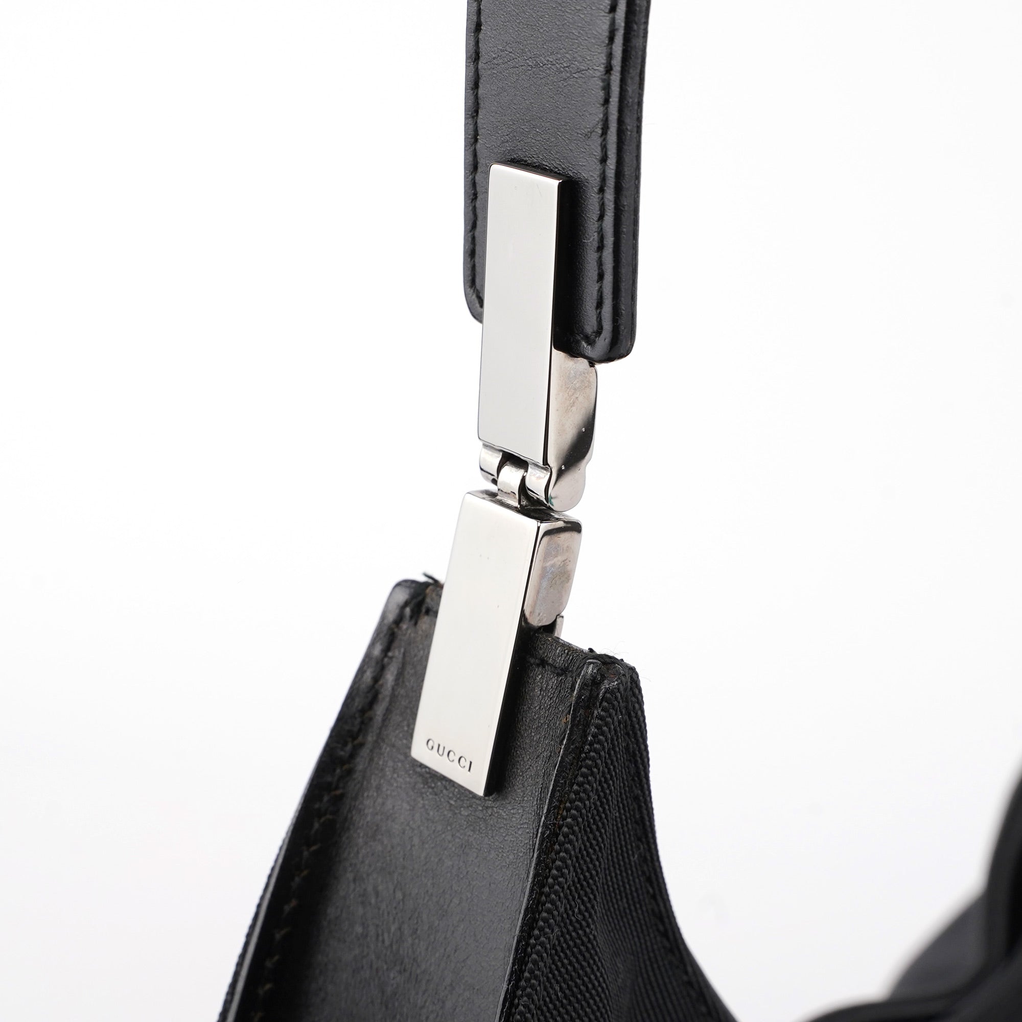 Gucci Black Canvas Hobo Shoulder Bag