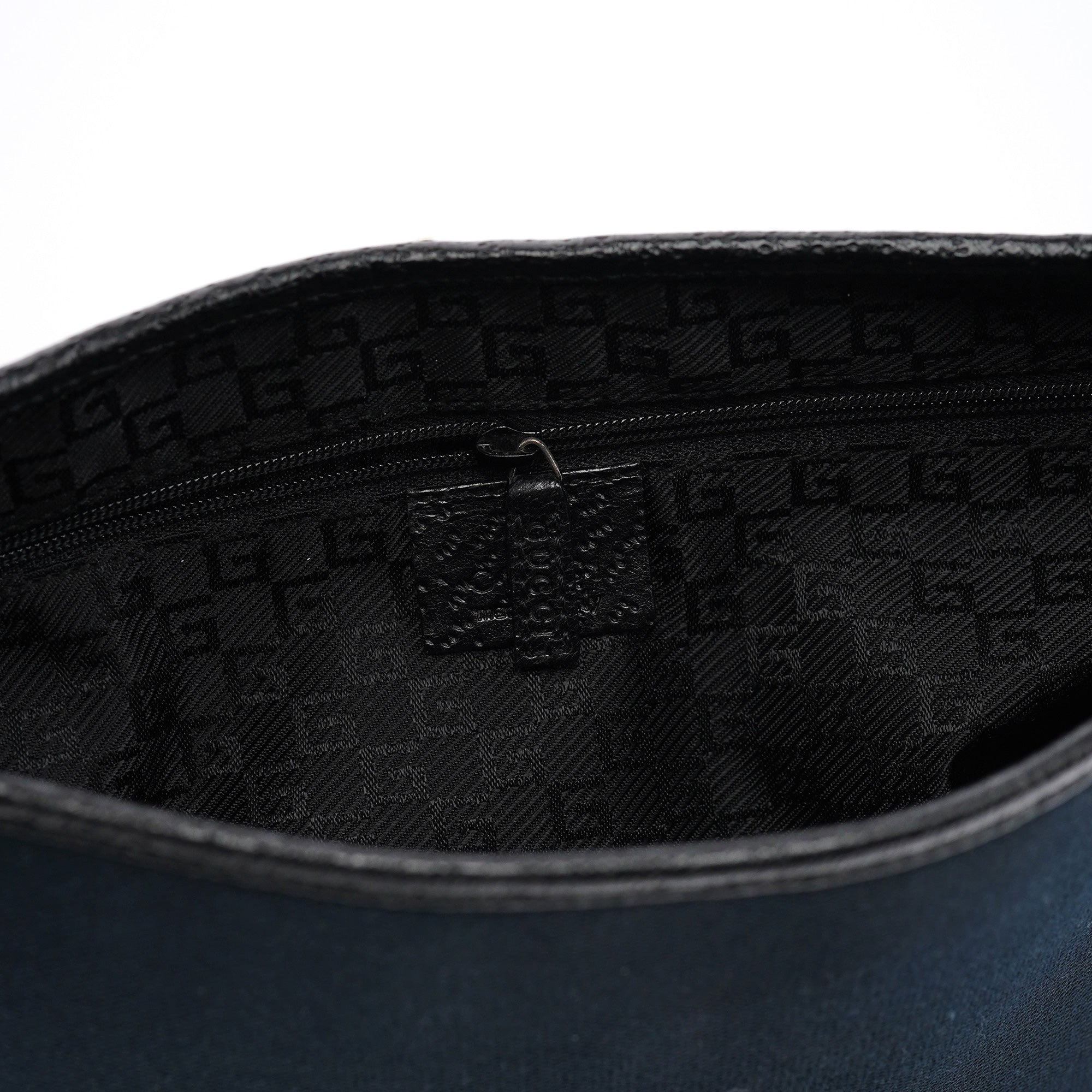 Gucci Black Canvas Jackie Bamboo Shoulder Bag
