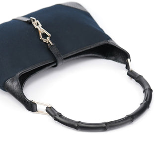 Gucci Black Canvas Jackie Bamboo Shoulder Bag