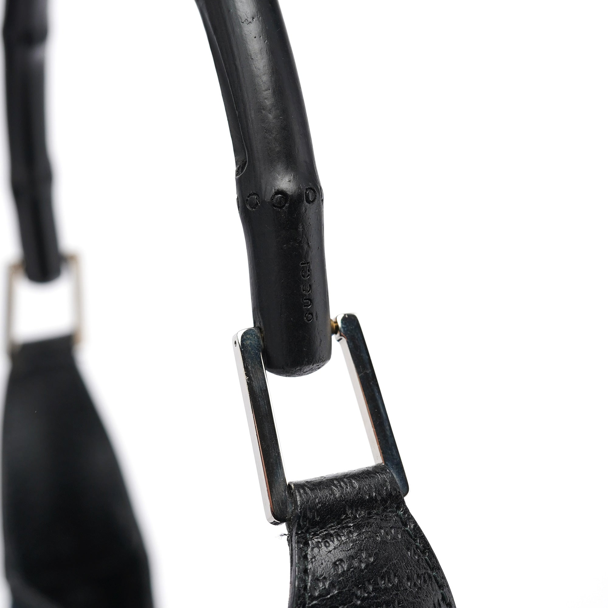 Gucci Black Canvas Jackie Bamboo Shoulder Bag
