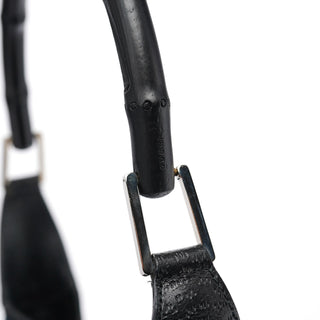 Gucci Black Canvas Jackie Bamboo Shoulder Bag
