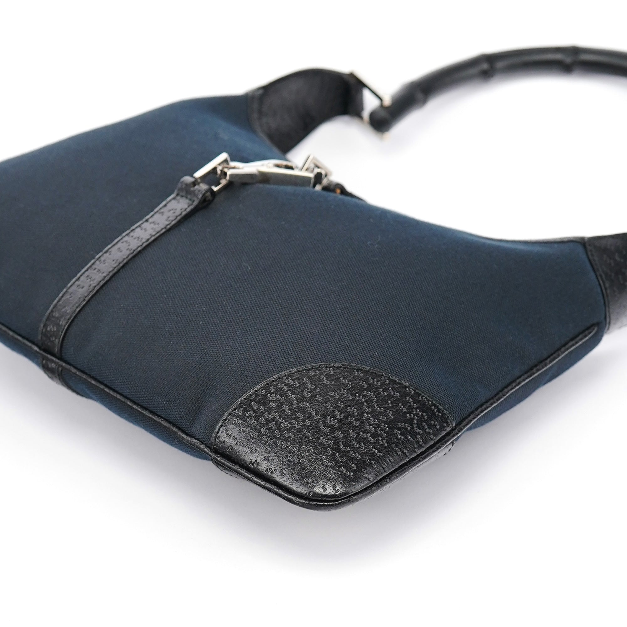 Gucci Black Canvas Jackie Bamboo Shoulder Bag