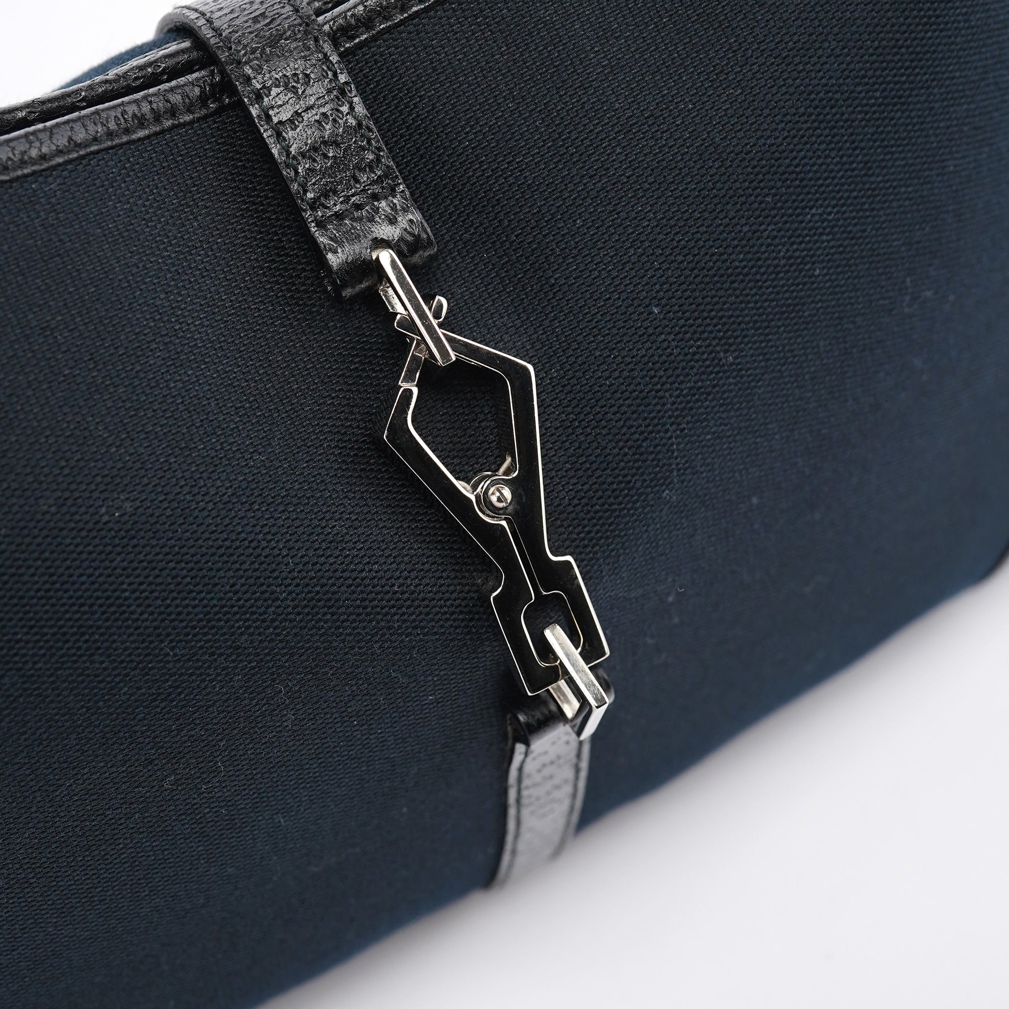 Gucci Black Canvas Jackie Bamboo Shoulder Bag