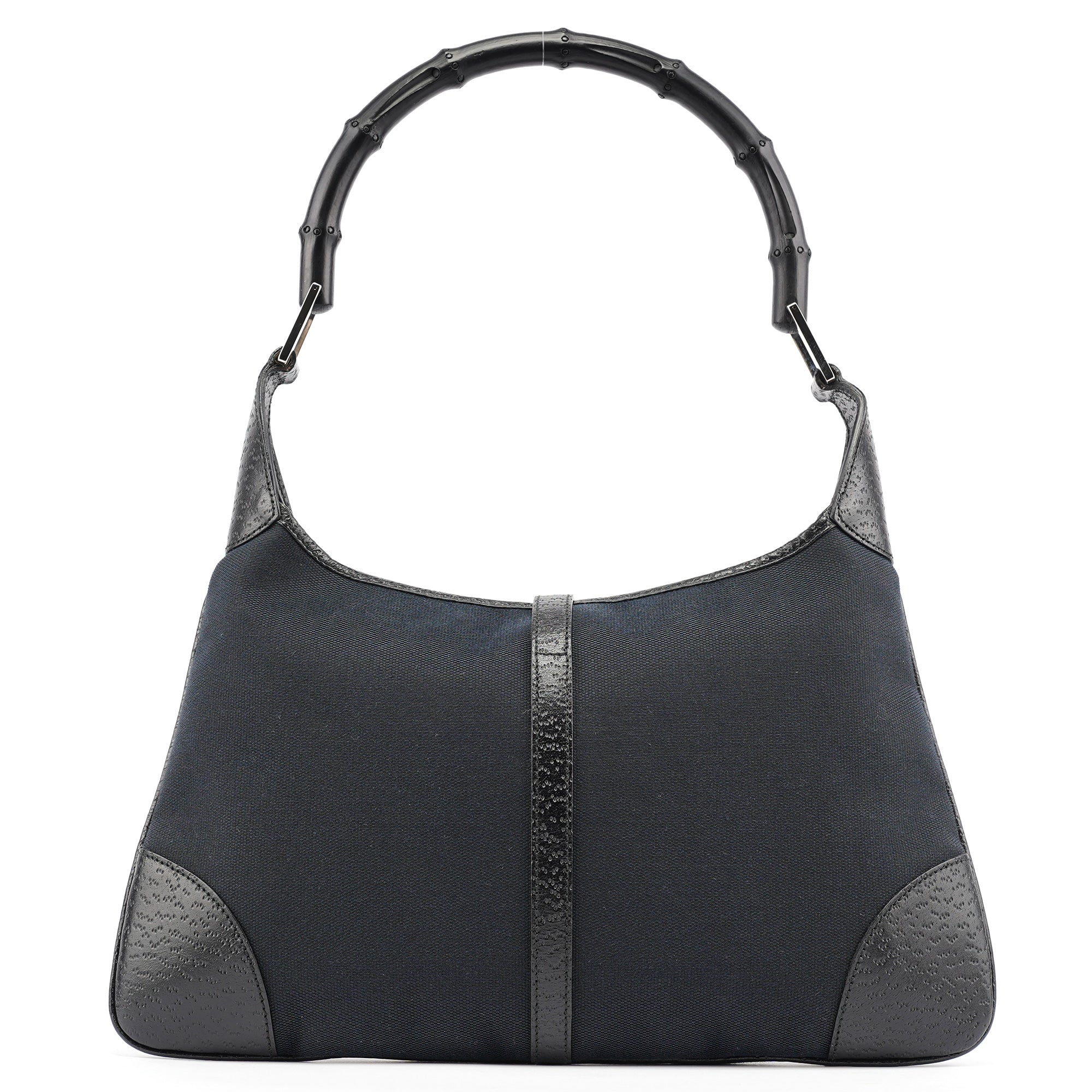 Gucci Black Canvas Jackie Bamboo Shoulder Bag